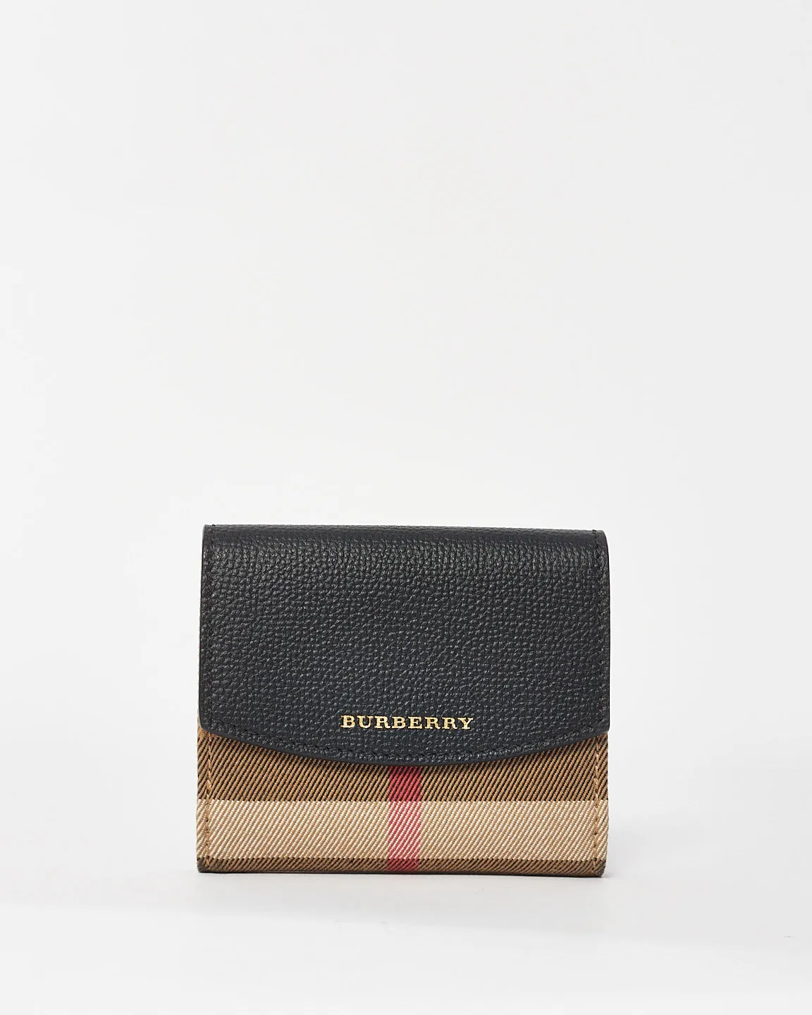 Burberry Black & House Check Canvas Small Wellington Bifold Wallet