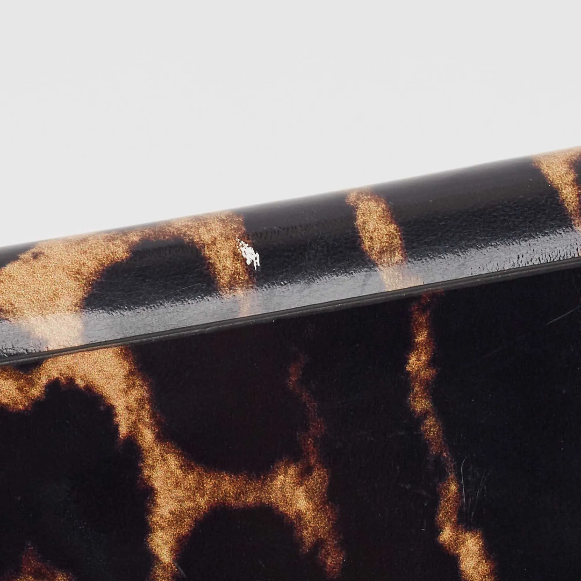 BURBERRY Black/Brown Leopard Print Leather Jody Chain Card Case