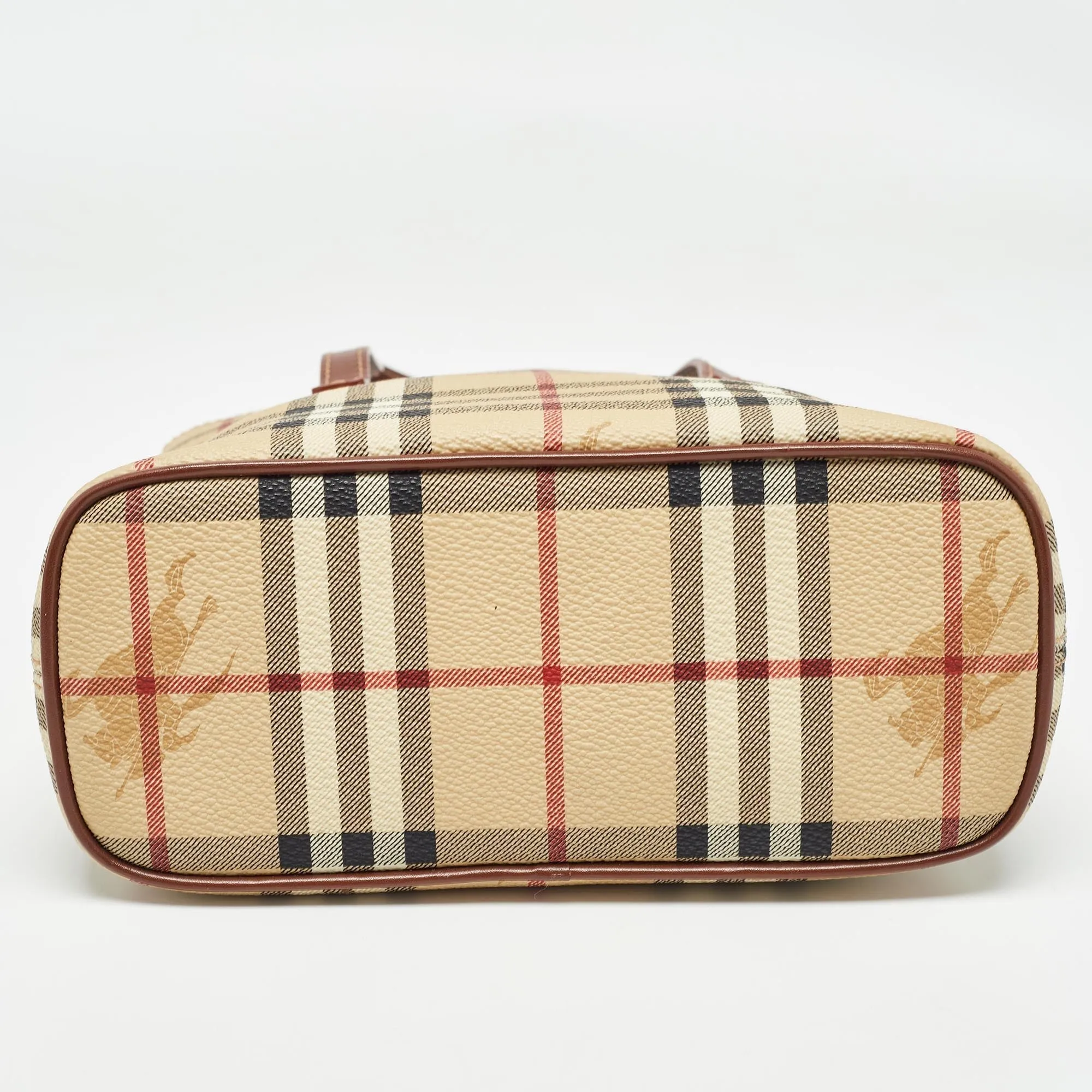 BURBERRY Brown/Beige Haymarket Check Coated Canvas Mini Tote