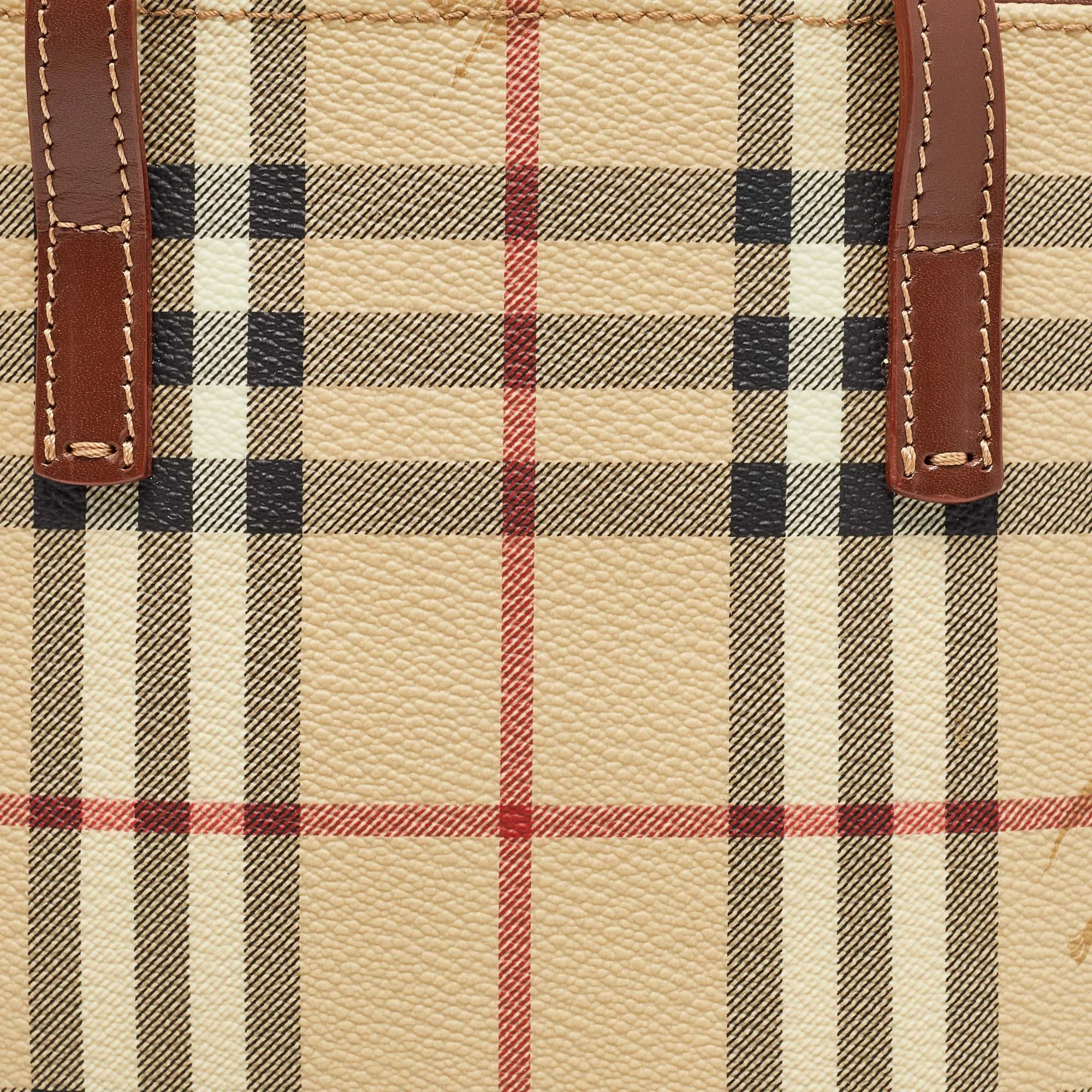 BURBERRY Brown/Beige Haymarket Check Coated Canvas Mini Tote
