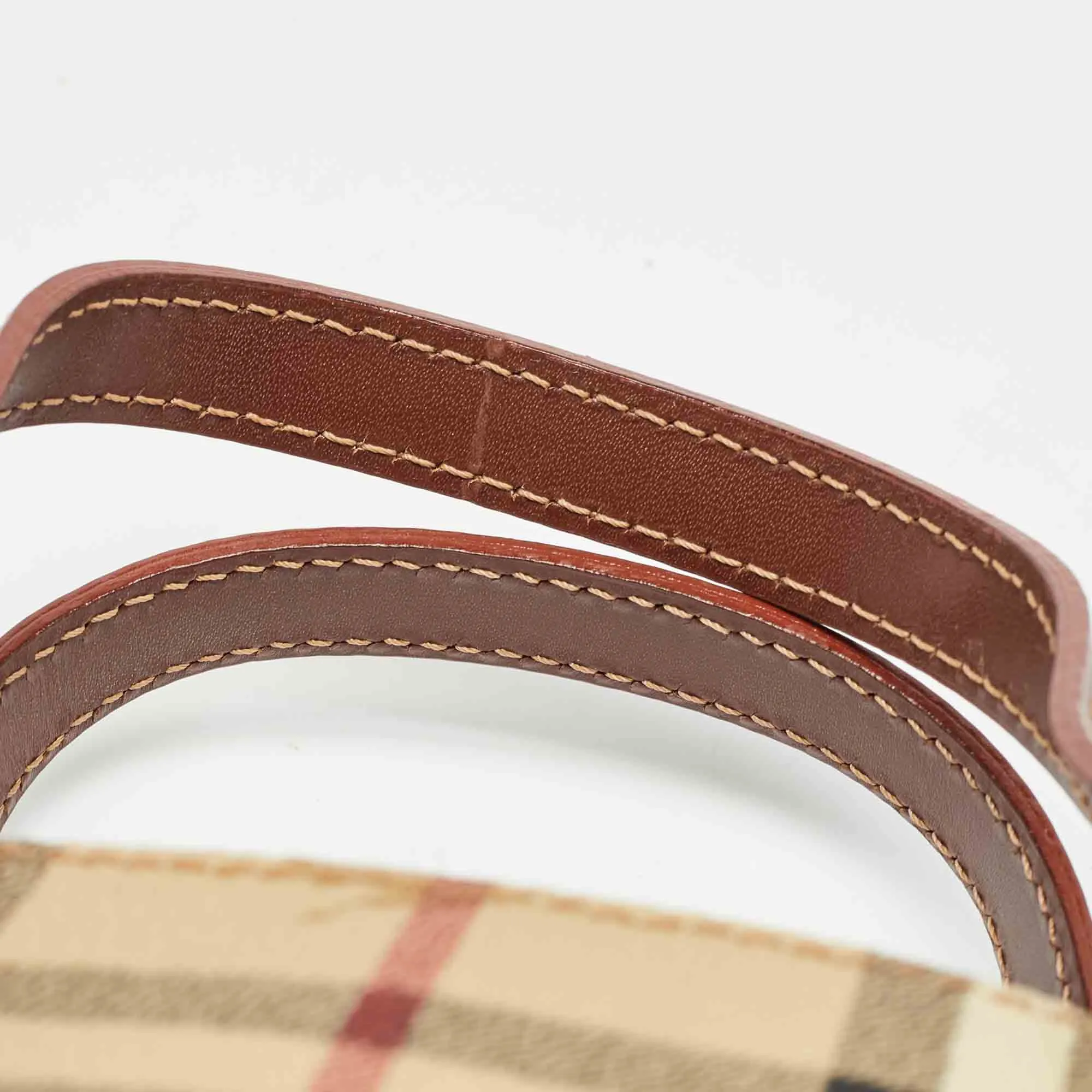 BURBERRY Brown/Beige Haymarket Check Coated Canvas Mini Tote
