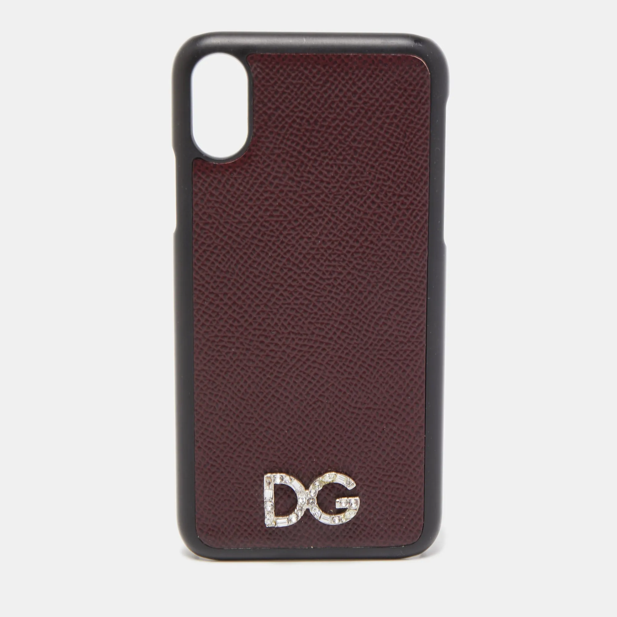 Burgundy/Black Leather iPhone X Cover