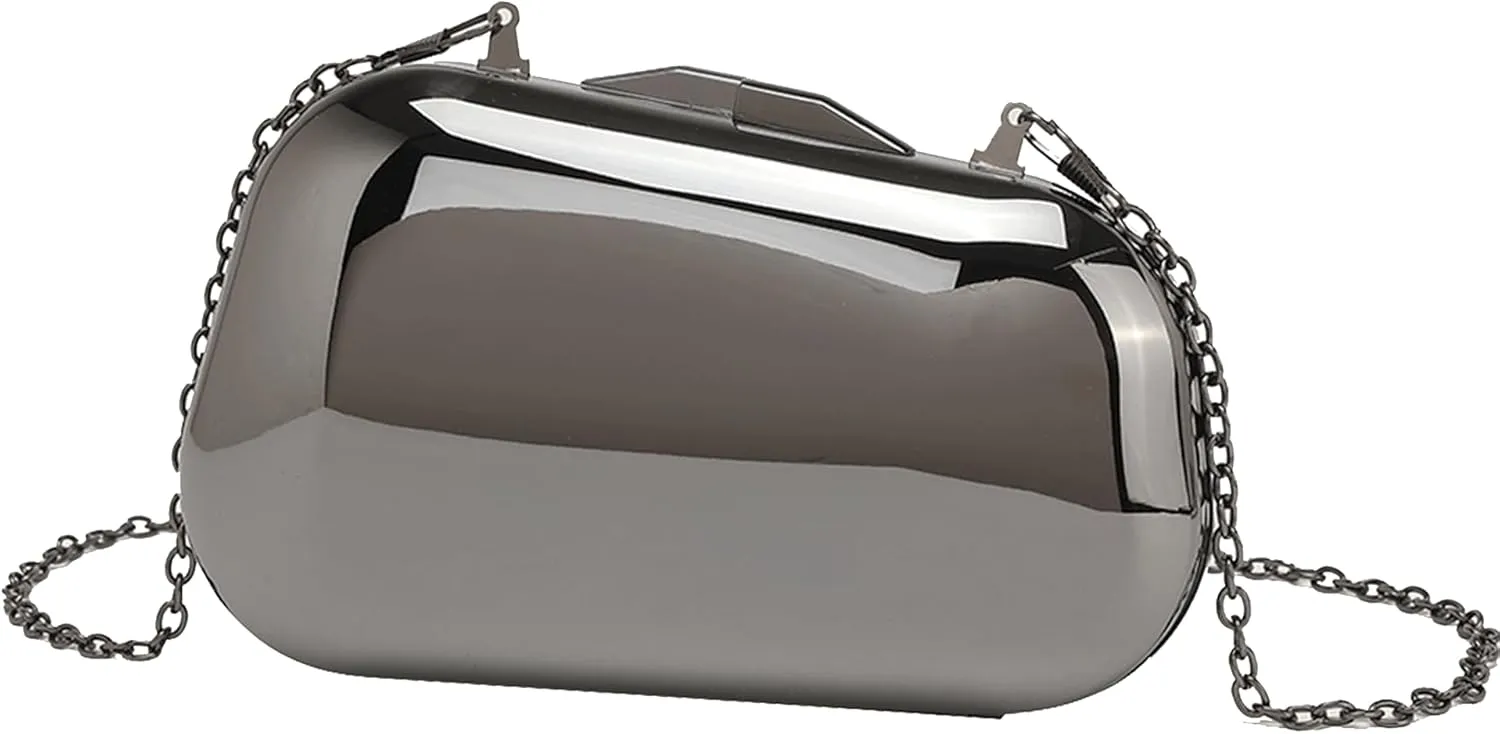 Buric Metal Clutch Purse for Women,Evening Acrylic Handbag,Shell Small Metallic Clutches With Chain for Wedding Party Prom