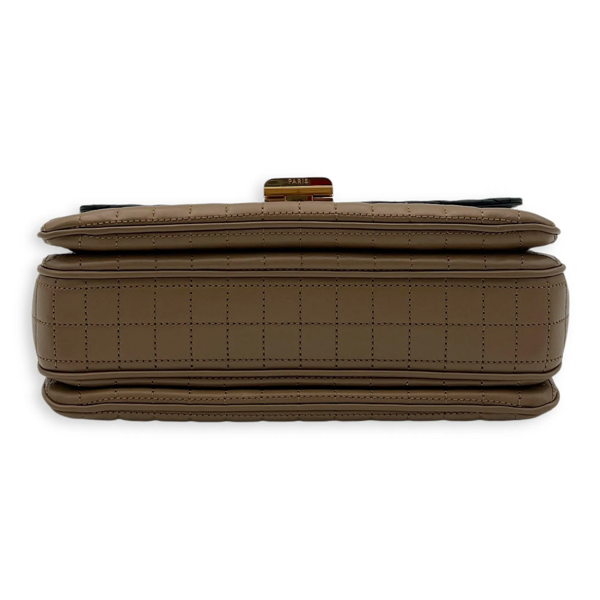 C Crossbody Bag Black in Calfskin, Gold hardware