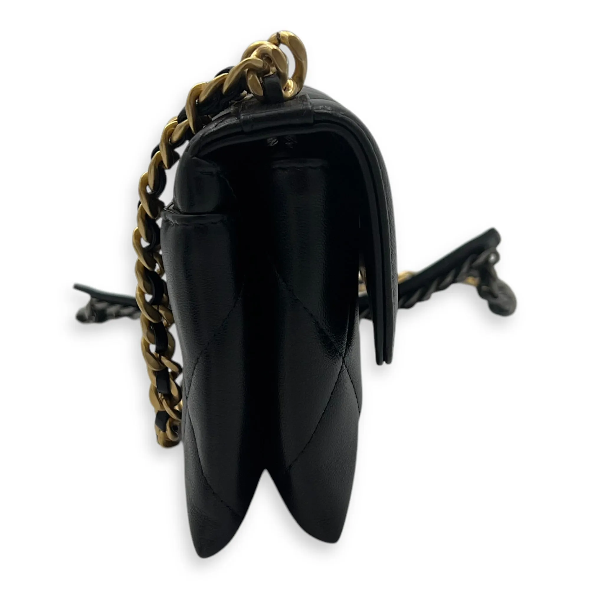 C19 Chain Pouch Black Crossbody Bag in Lambskin, Mixed hardware