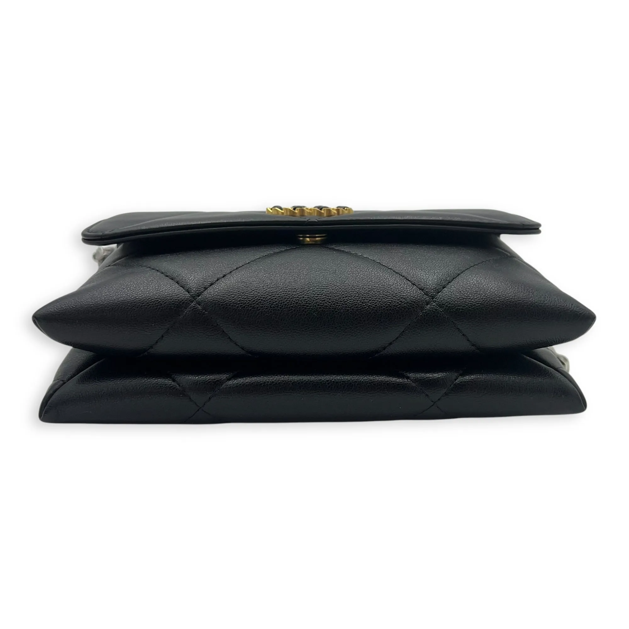C19 Chain Pouch Black Crossbody Bag in Lambskin, Mixed hardware