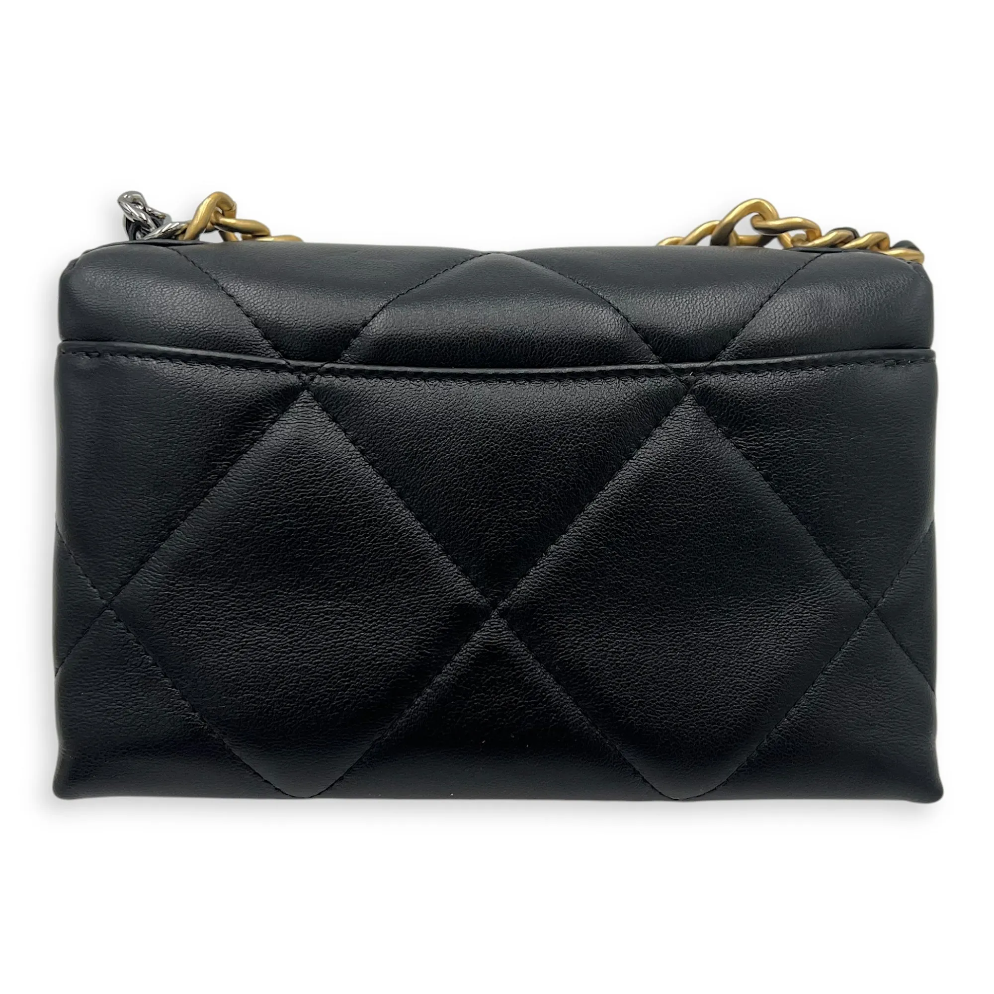 C19 Chain Pouch Black Crossbody Bag in Lambskin, Mixed hardware