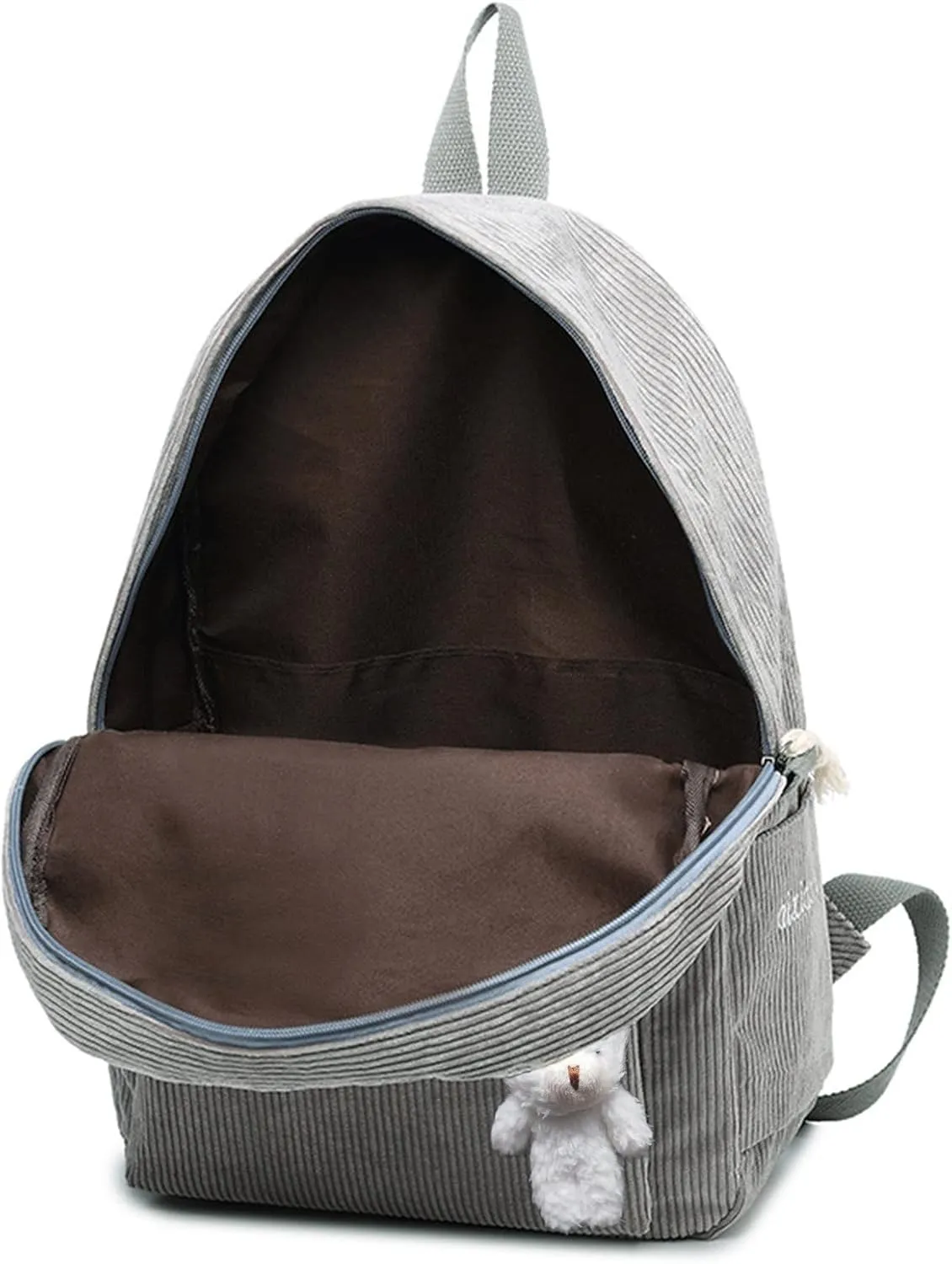 callmo Women's Grey Backpack, School Backpack, Casual Daypack, Waterproof City Backpack, PU Leather Backpack Bag with Cute Bowknot for Women, Girls, Ladies