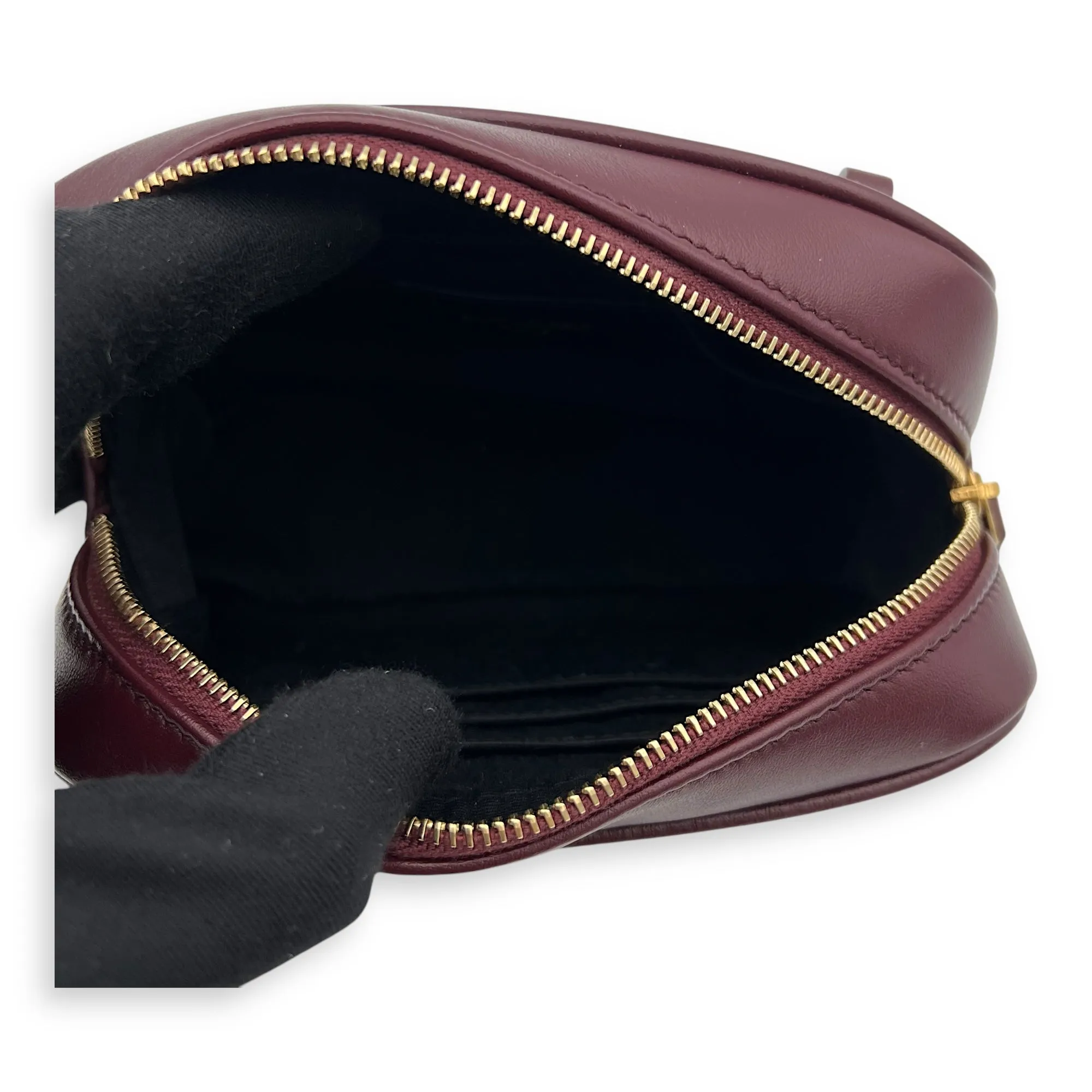 Camera Crossbody Bag Red in Calfskin, Gold hardware
