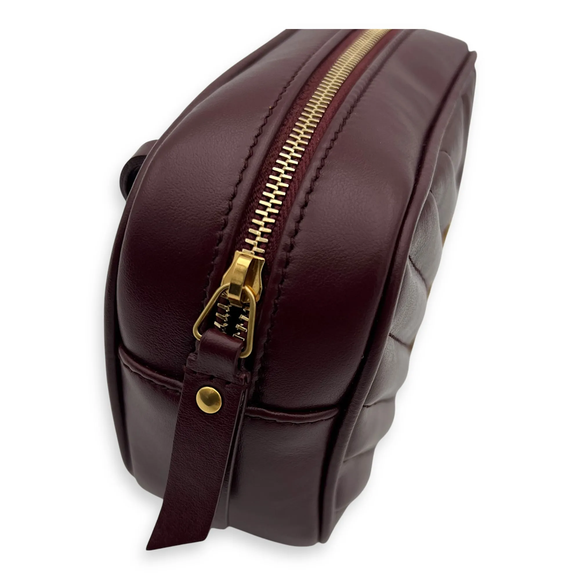 Camera Crossbody Bag Red in Calfskin, Gold hardware