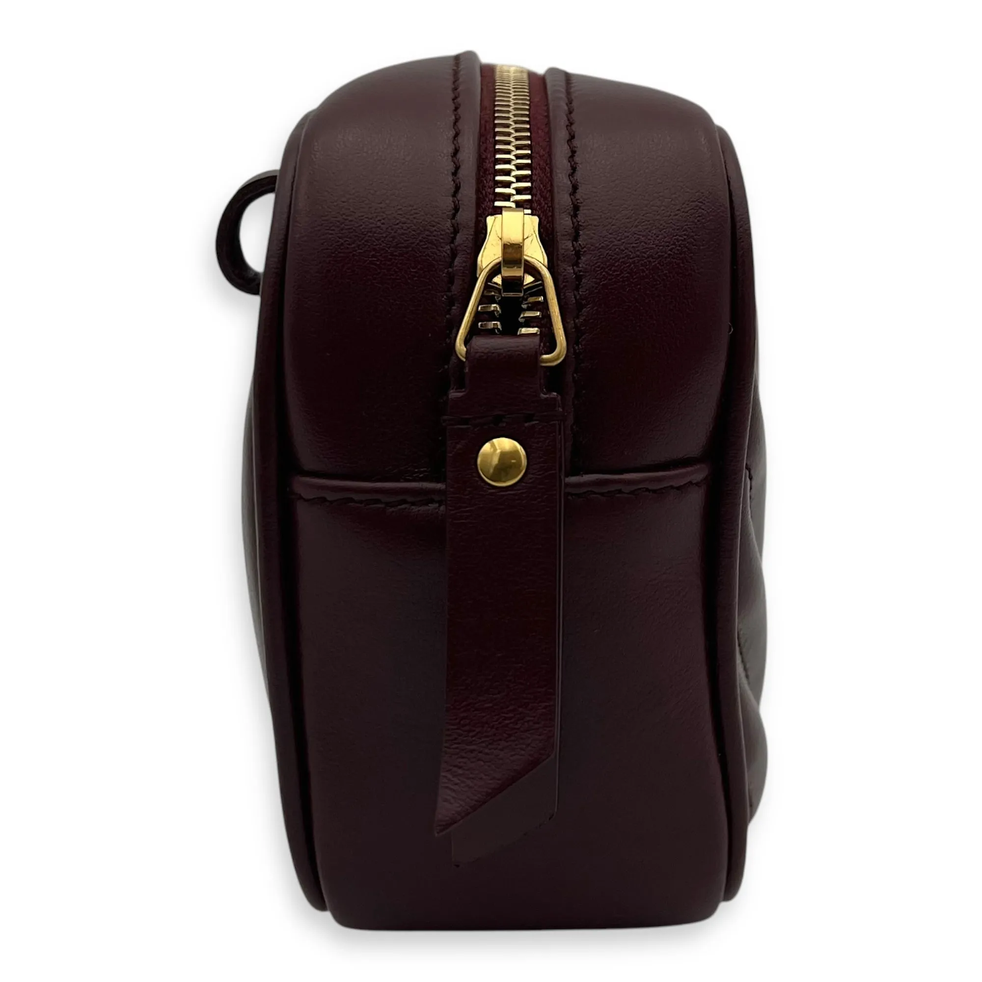 Camera Crossbody Bag Red in Calfskin, Gold hardware