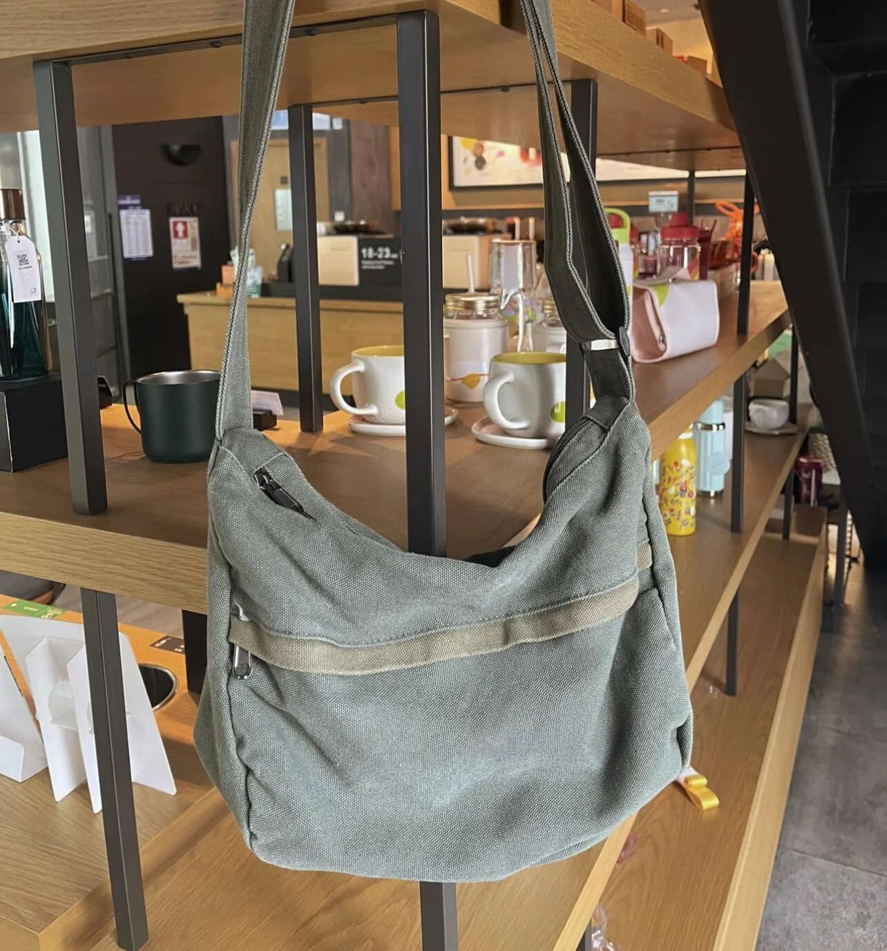 Canvas Casual Messenger Bag Hobo Crossbody Bag Canvas Shouder Tote Handbag for Women and Men
