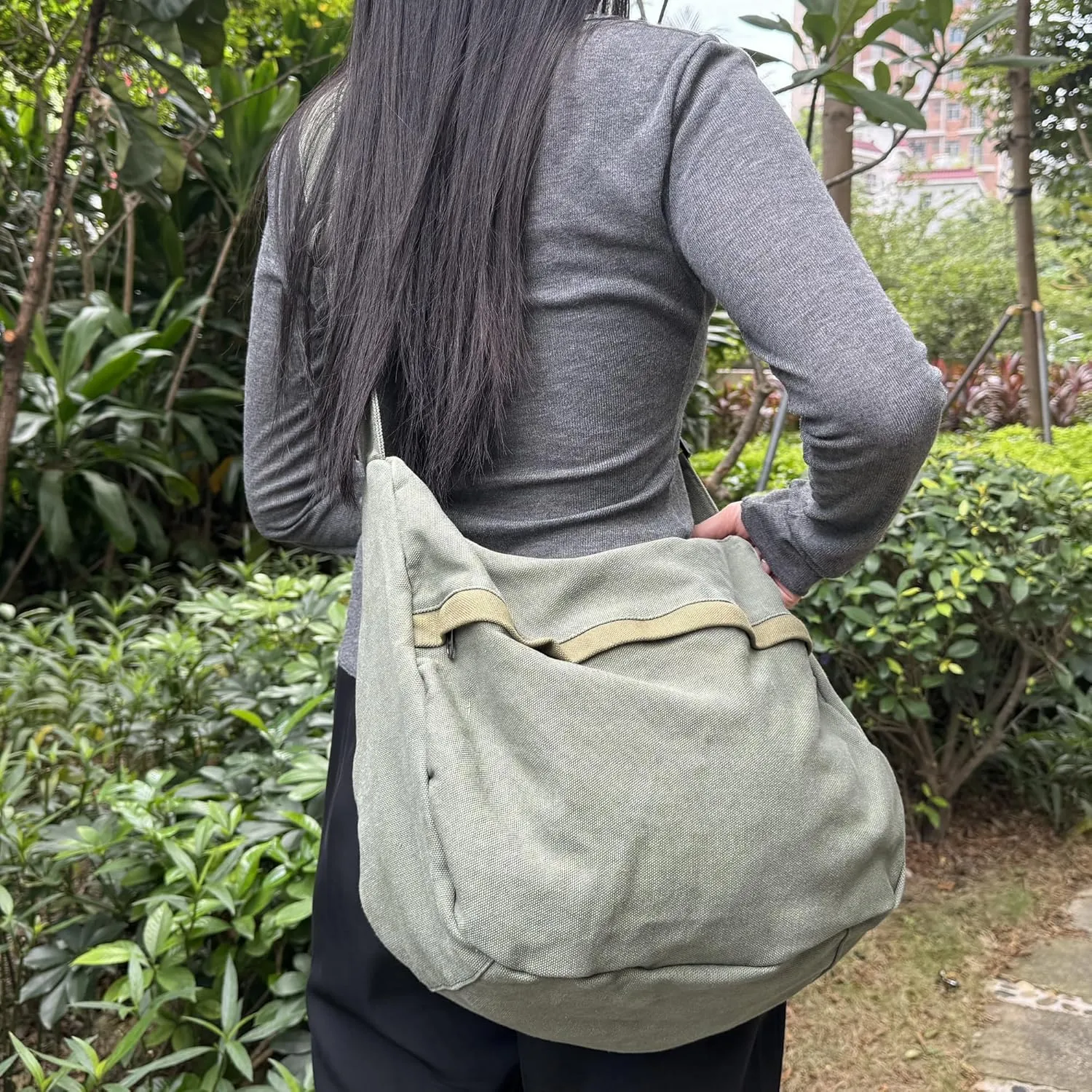 Canvas Casual Messenger Bag Hobo Crossbody Bag Canvas Shouder Tote Handbag for Women and Men