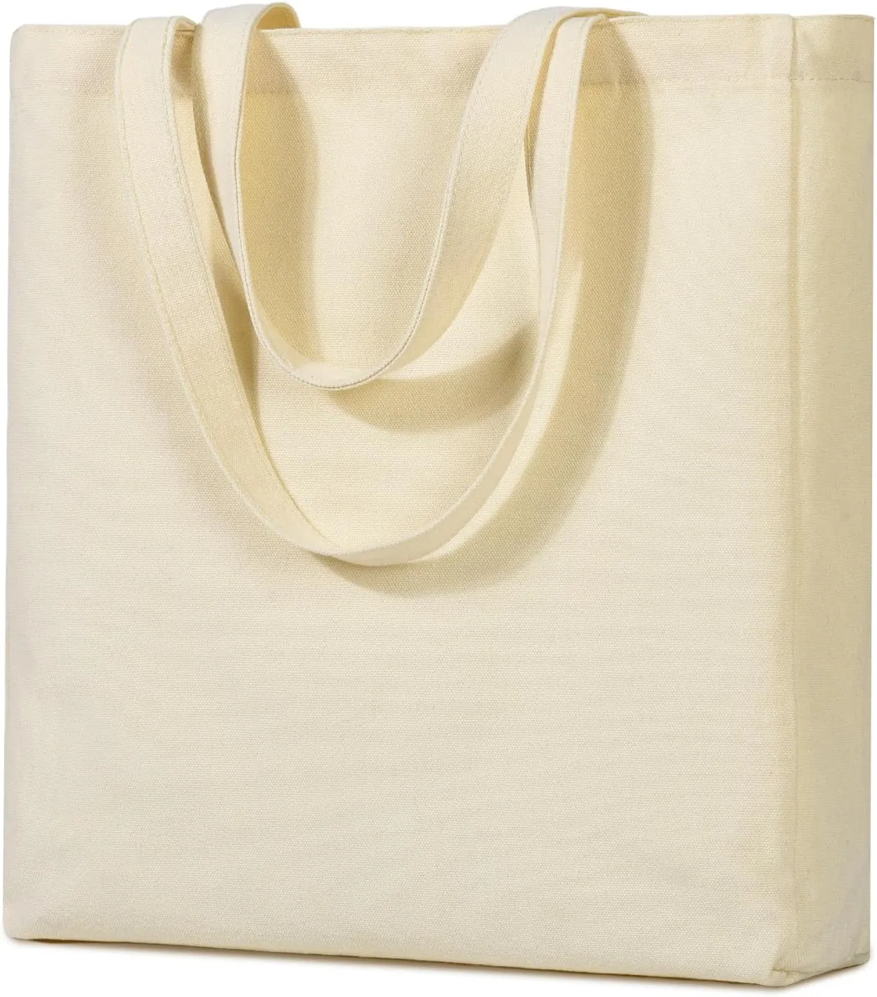 Canvas Tote Bag, 3pcs Reusable Beige Canvas Bags, Multi-Purpose: Grocery, Shopping, DIY Gift Bags, Large (13.6" x 3.5" x 15.4")