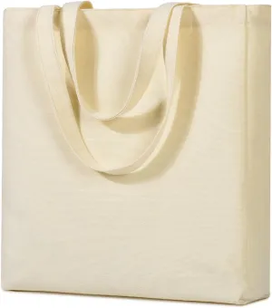 Canvas Tote Bag, 3pcs Reusable Beige Canvas Bags, Multi-Purpose: Grocery, Shopping, DIY Gift Bags, Large (13.6" x 3.5" x 15.4")