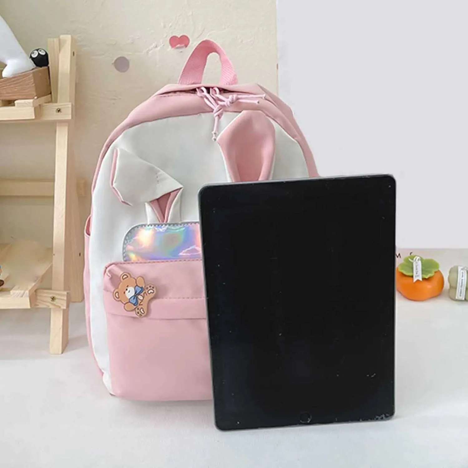 Carry On Backpack Boys And Girls Childrens Schoolbag Fashion Childrens Backpack Cute Cartoon Ear Backpack (One Size)