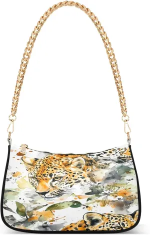 CEBUGI Crossbody Bags for Women Shoulder Purse Leopard Print Pattern Handbags Stylish Clutch Purse with Chain Strap