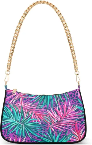 CEBUGI Crossbody Bags for Women Shoulder Purse Palm Leaves Handbags Stylish Clutch Purse with Chain Strap