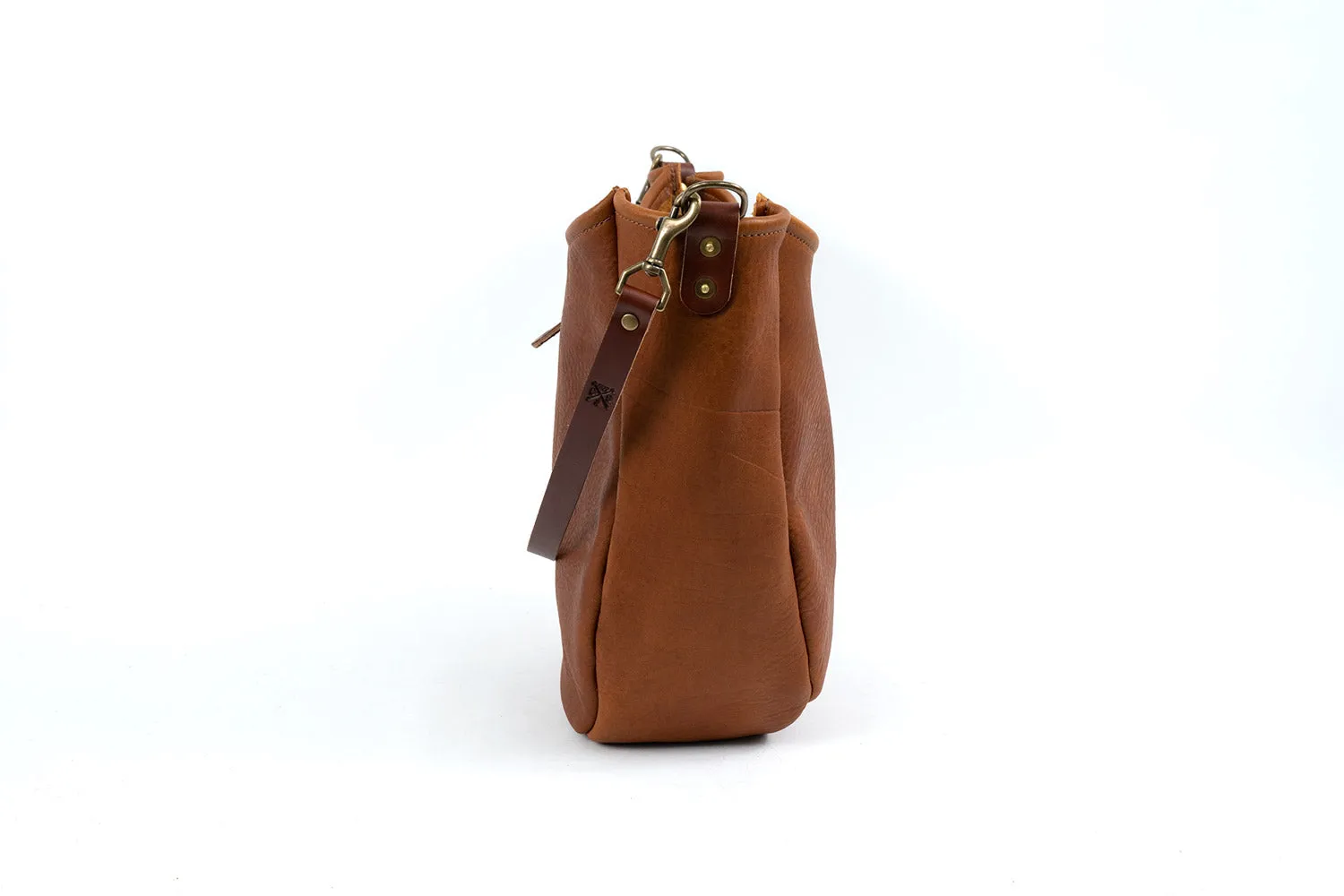 CELESTE LEATHER HOBO BAG - LARGE - SADDLE