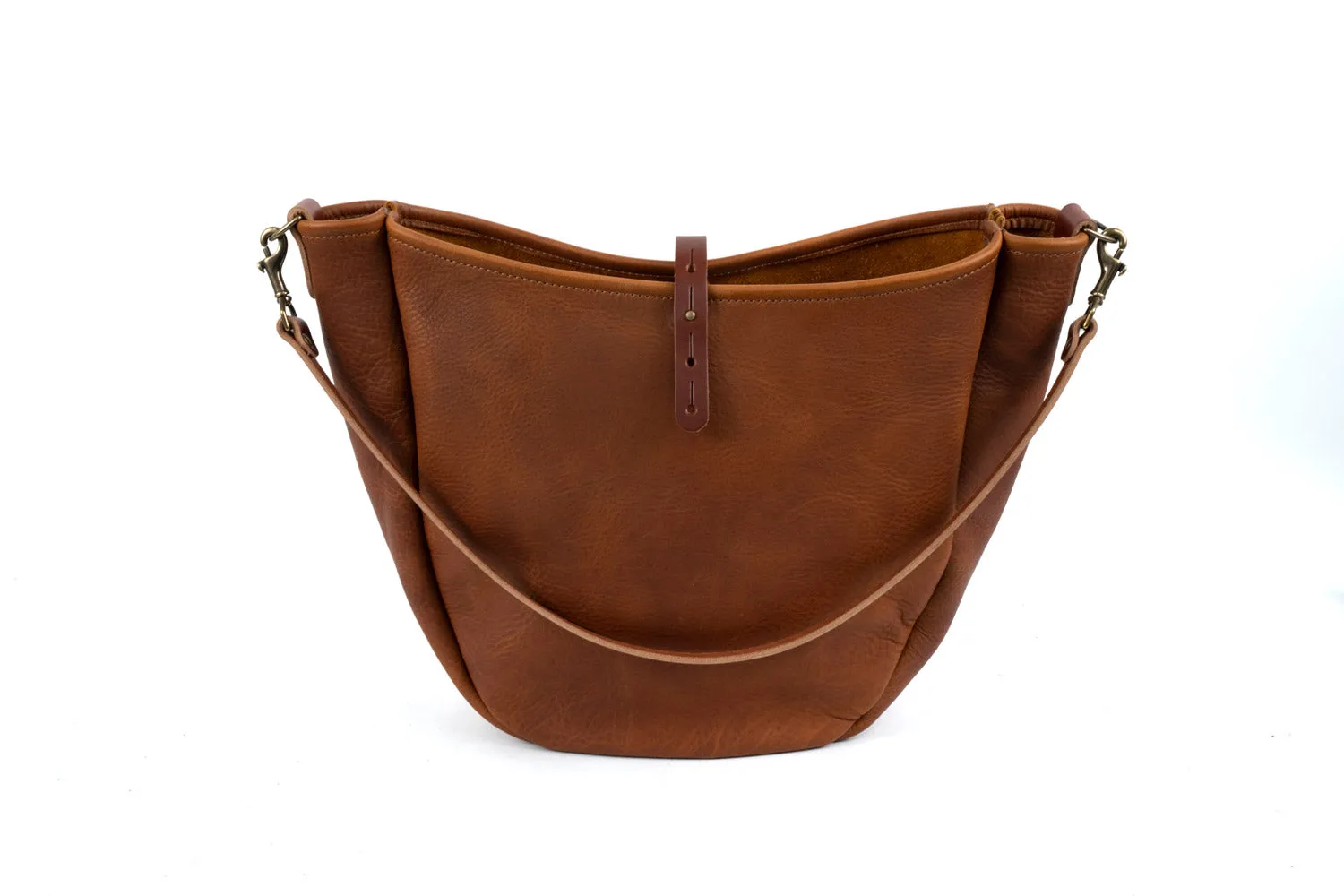 CELESTE LEATHER HOBO BAG - LARGE - SADDLE