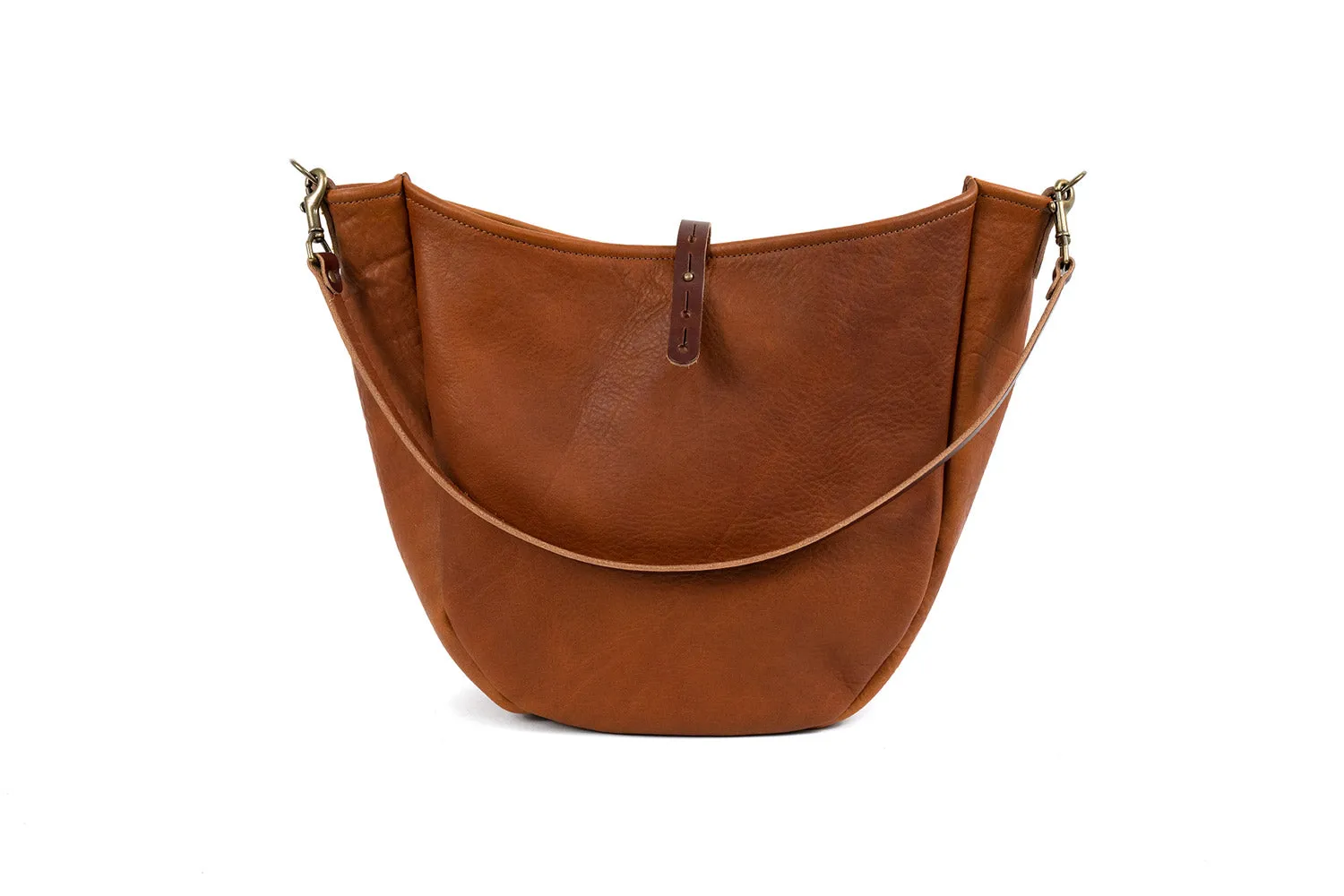 CELESTE LEATHER HOBO BAG - LARGE - SADDLE