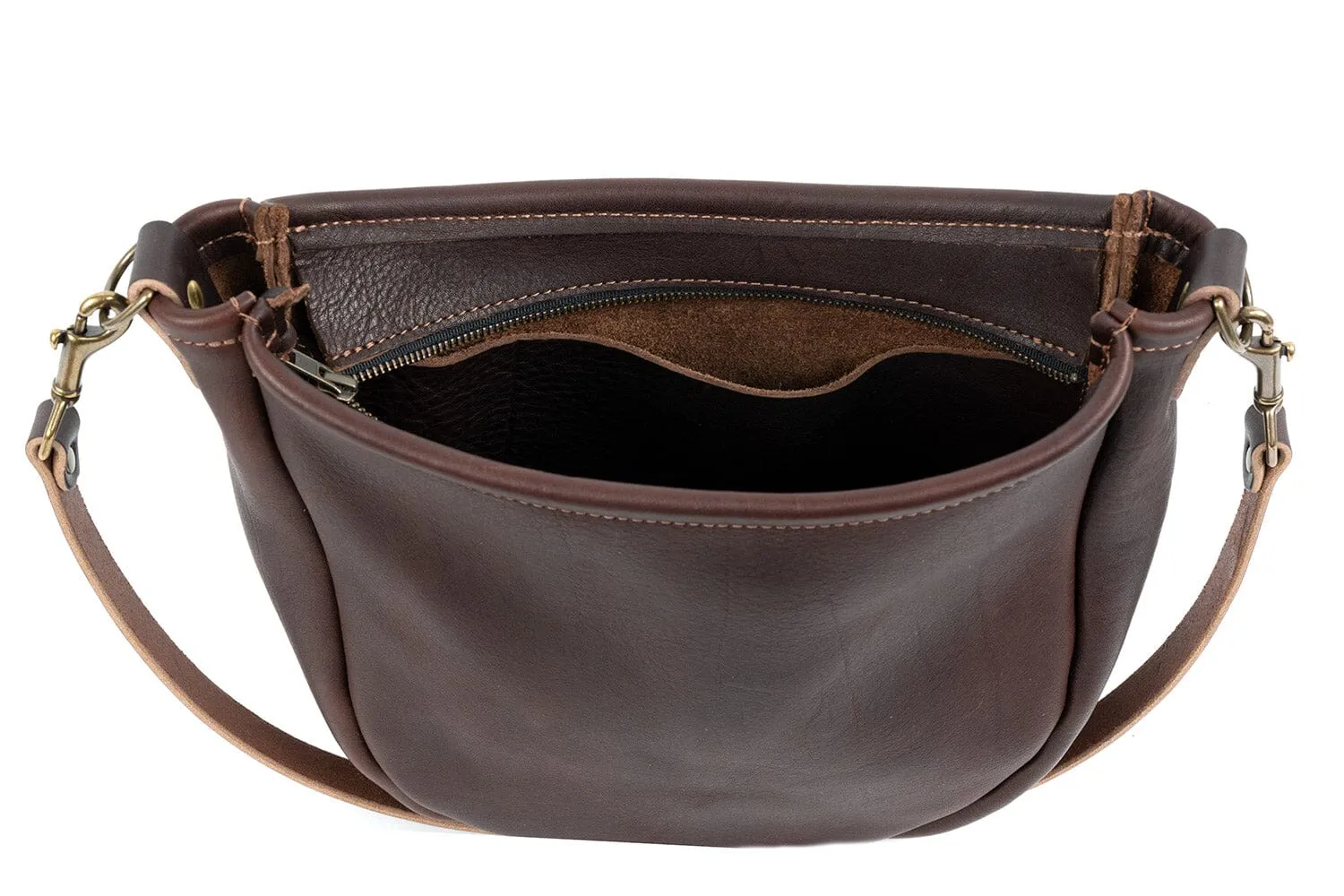 CELESTE LEATHER HOBO BAG - LARGE - SADDLE