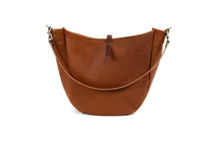 CELESTE LEATHER HOBO BAG - LARGE - SADDLE