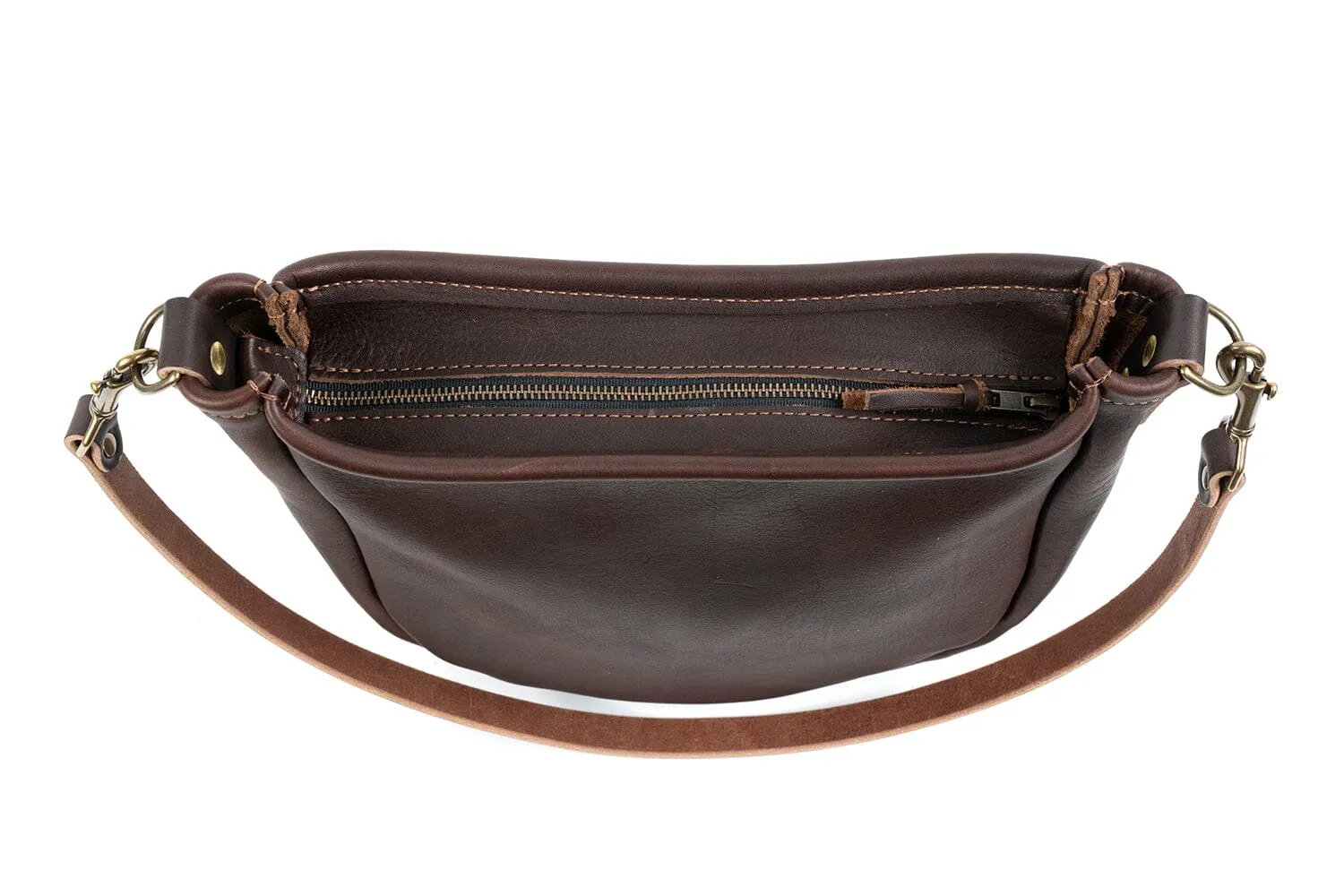 CELESTE LEATHER HOBO BAG - LARGE - SADDLE