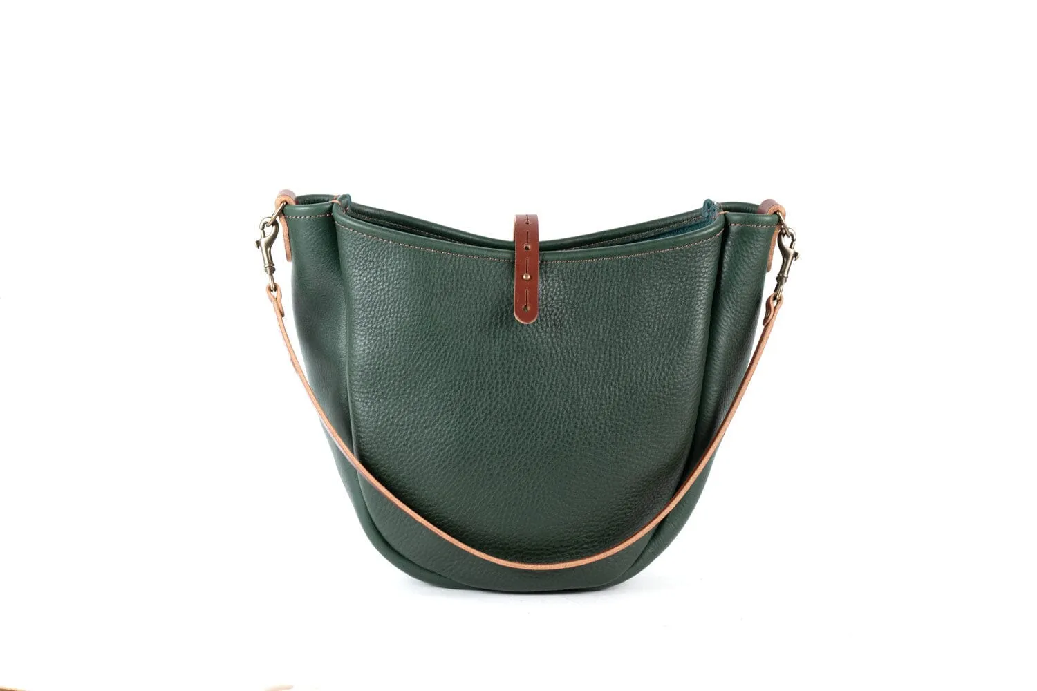 CELESTE LEATHER HOBO BAG - MEDIUM - FOREST GREEN