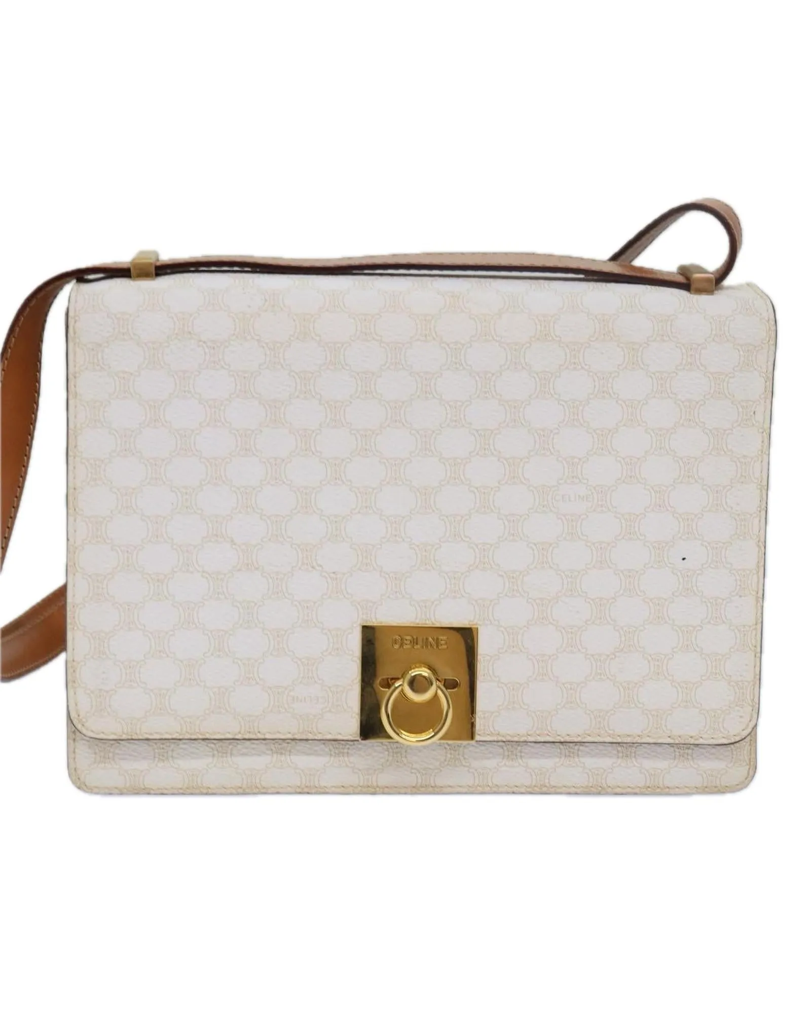 CELINE Cabas Shoulder Bag in White