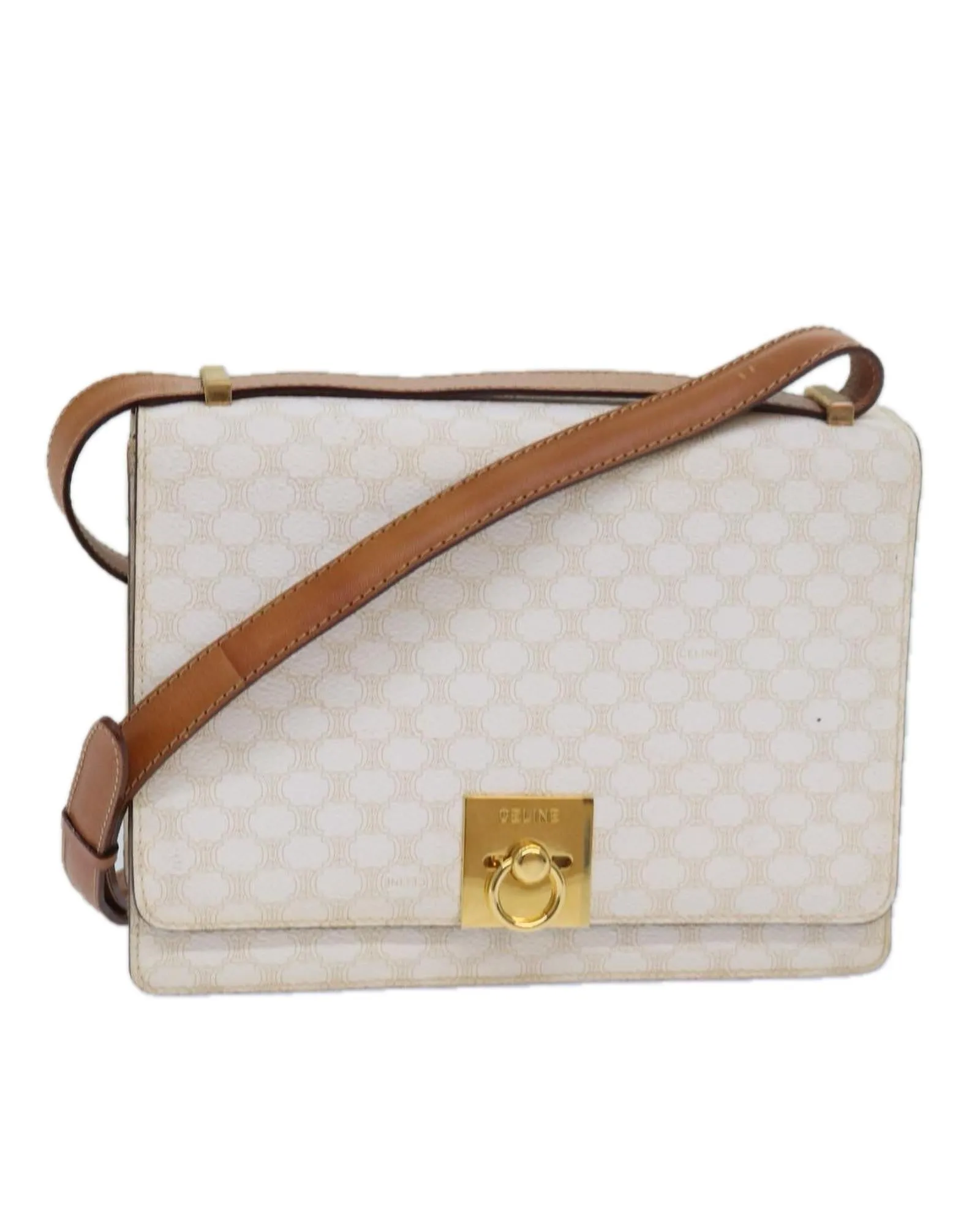 CELINE Cabas Shoulder Bag in White