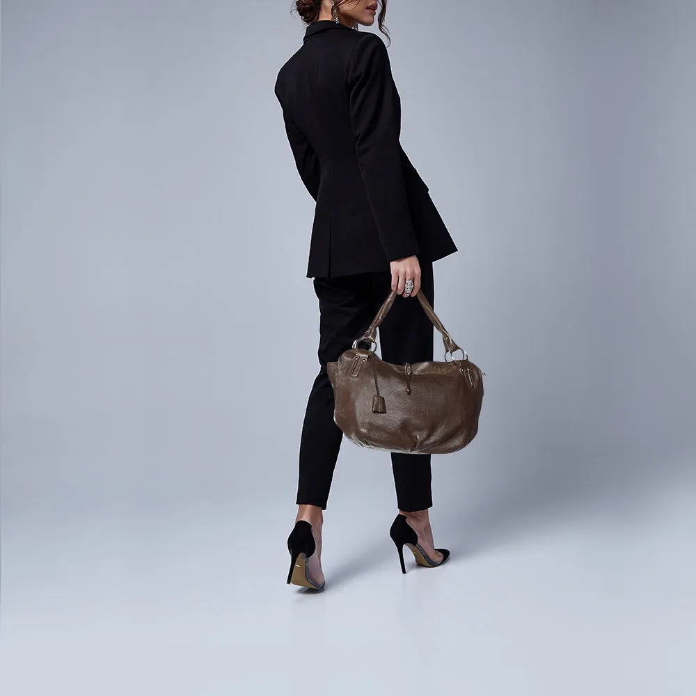CELINE Dark Brown Leather Bittersweet Hobo