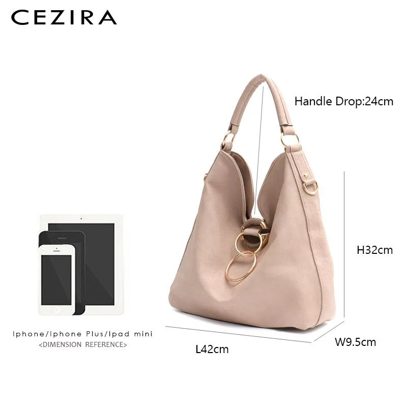 CEZIRA Large Hobo Bags Women Luxury Vegan Leather Shoulder Bags Soft High Quality PU Fashion Casual Ladies Handbags Cross body