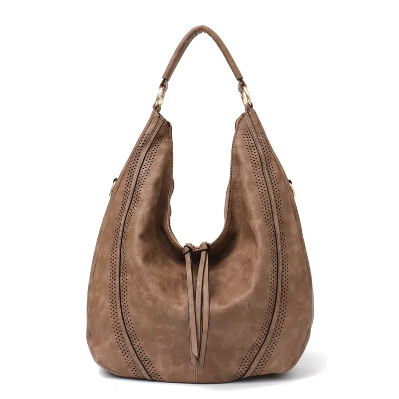CEZIRA New Fashion Women Handbags Soft Ladies PU Leather Shoulder Bags Hollow Out Large Female Hobos Zipper Tassel Tote Bags