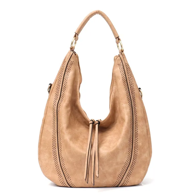 CEZIRA New Fashion Women Handbags Soft Ladies PU Leather Shoulder Bags Hollow Out Large Female Hobos Zipper Tassel Tote Bags