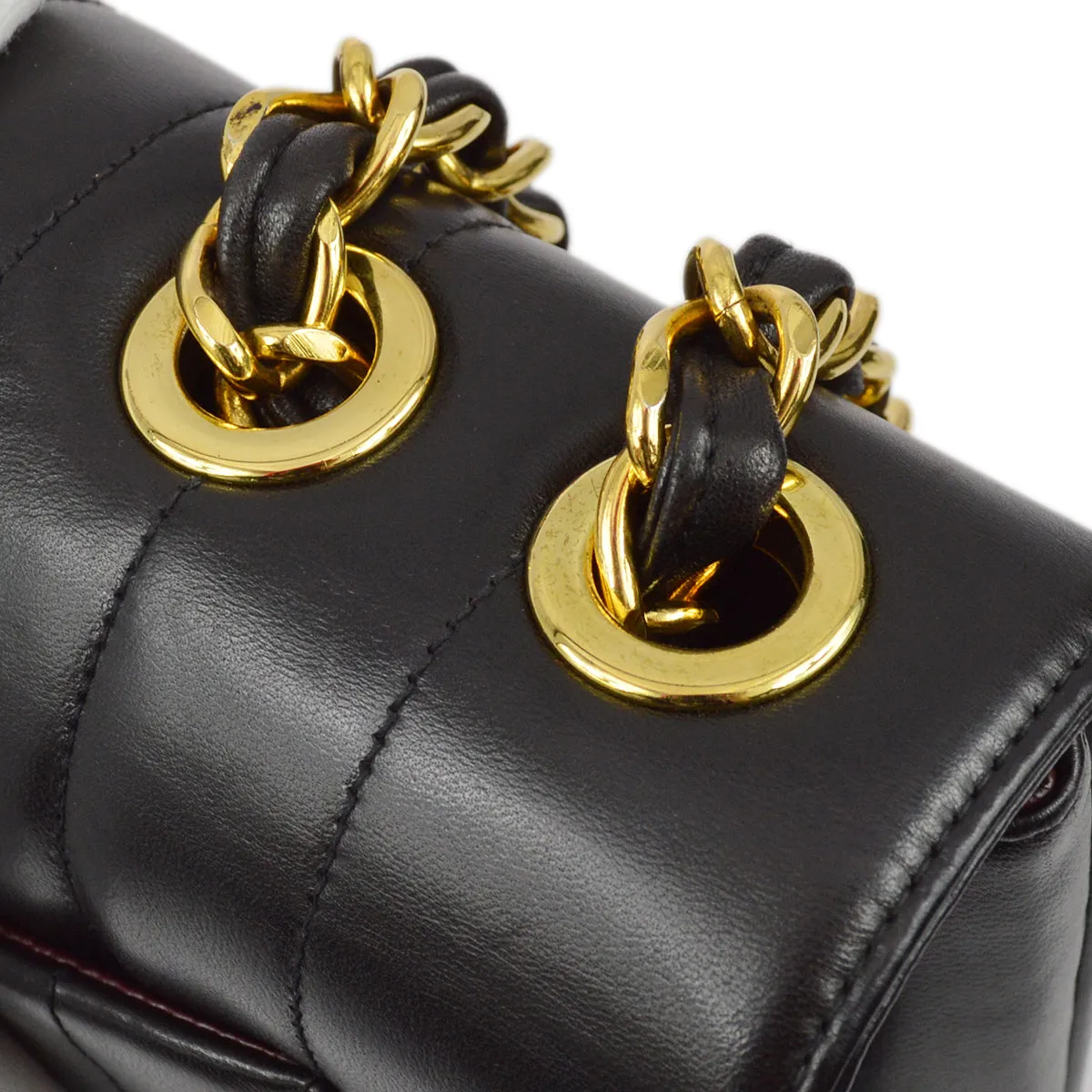 Chanel 1994-1996 Black Lambskin Jumbo Vertical Stitch Classic Flap Bag