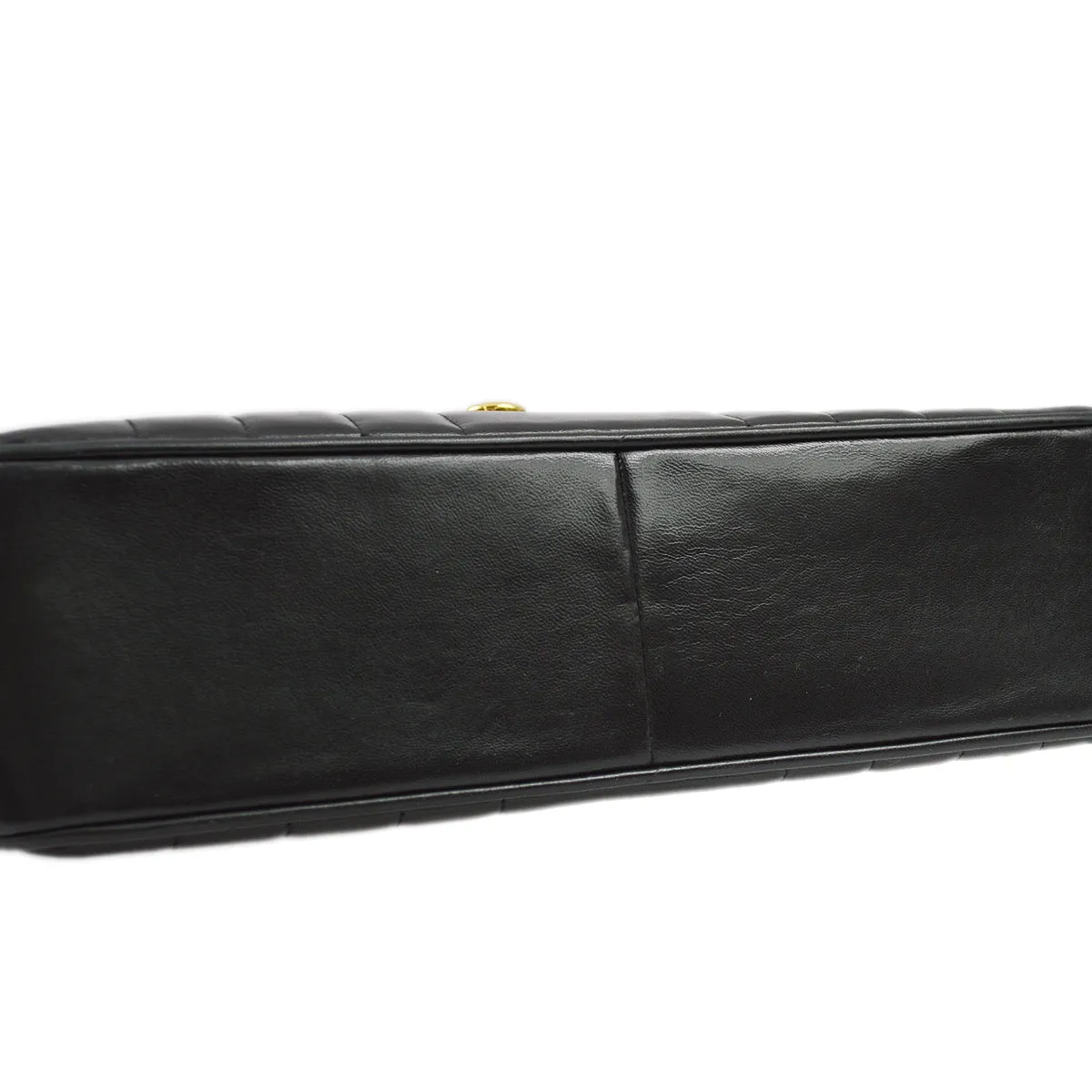 Chanel 1994-1996 Black Lambskin Jumbo Vertical Stitch Classic Flap Bag