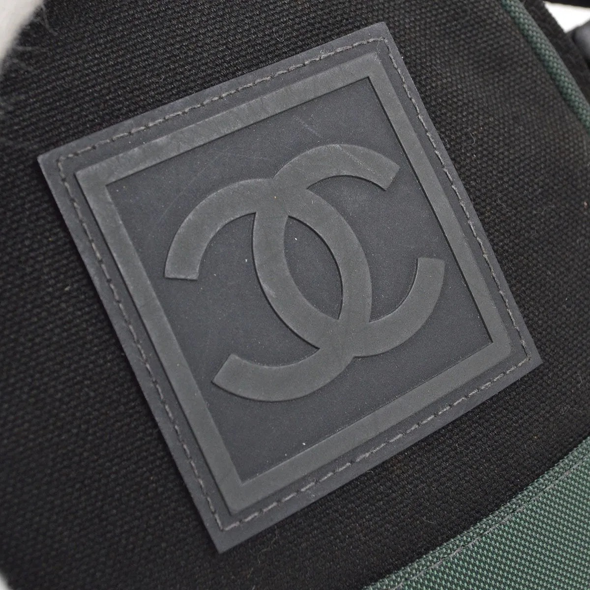 CHANEL 2003-2004 Sport Line Cross Body Shoulder Bag Black Green 42433