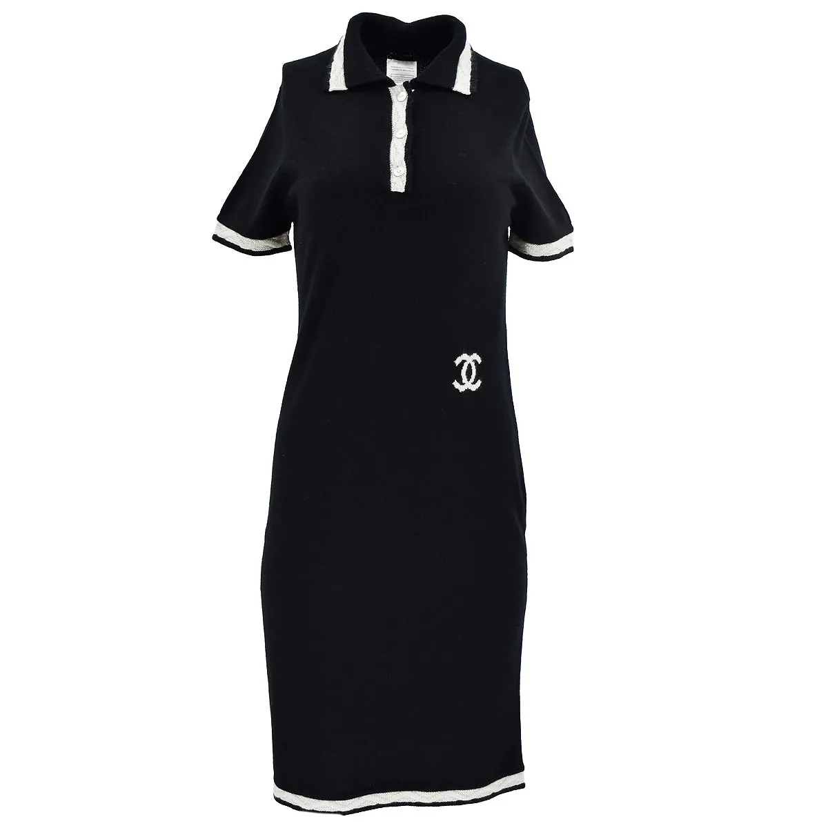 Chanel 2004 fall CC-logo cashmere polo dress #40