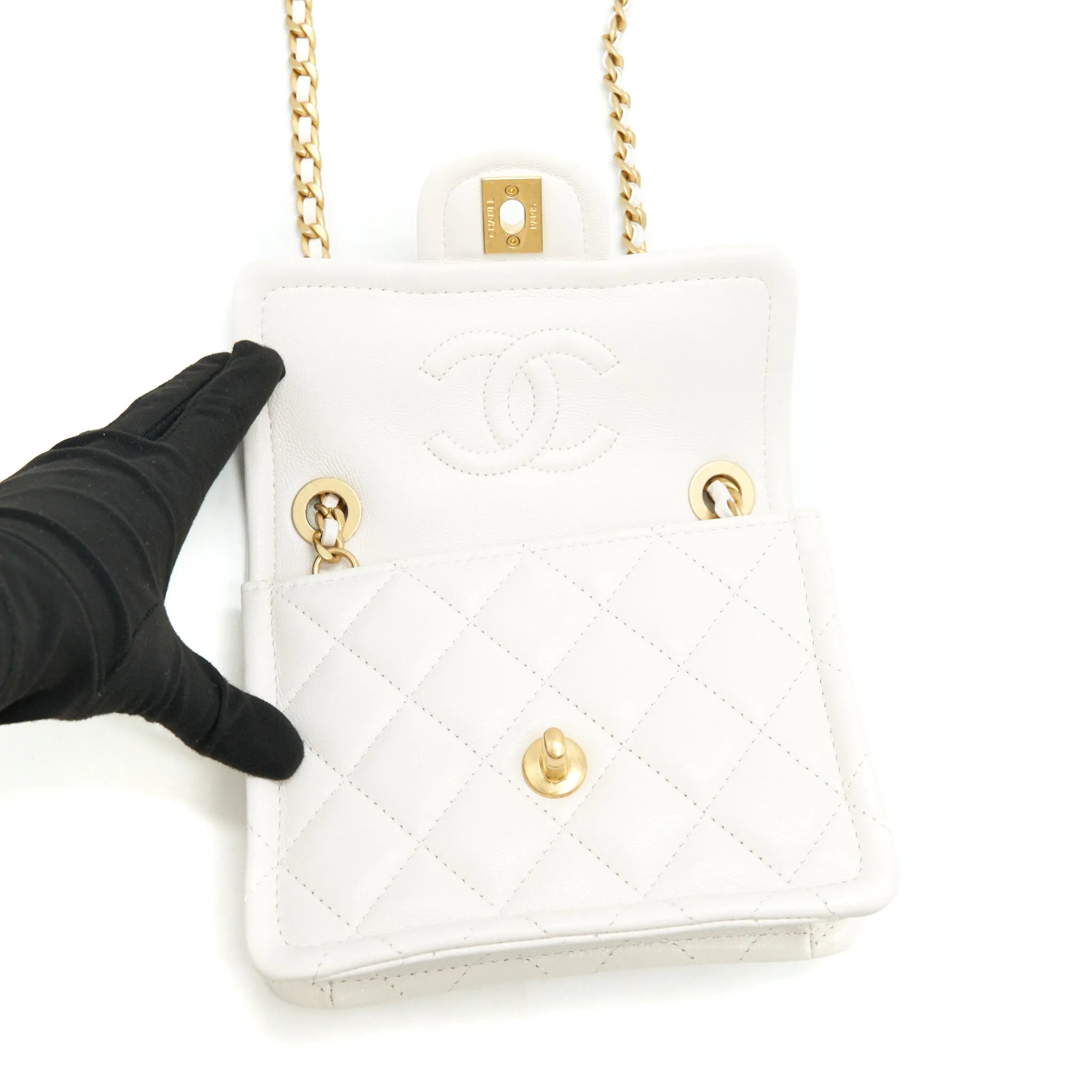 Chanel 2021 Square Flap Cross body White GHW serial 31