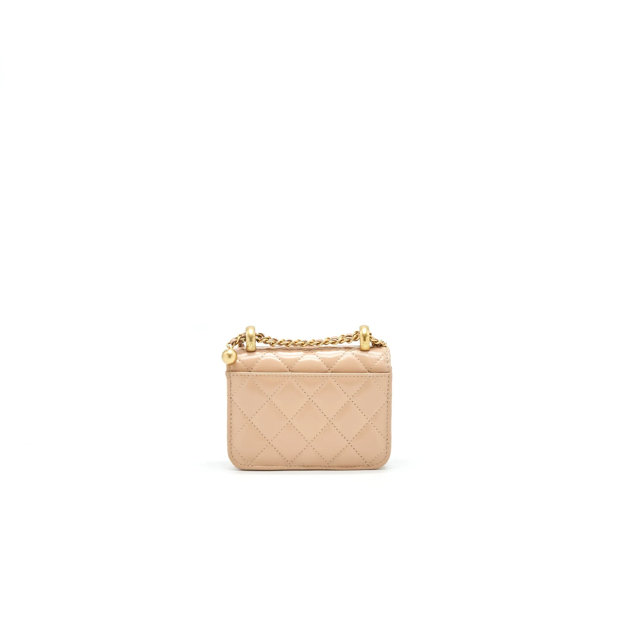 Chanel 21A Flap Coin Purse with Chain beige