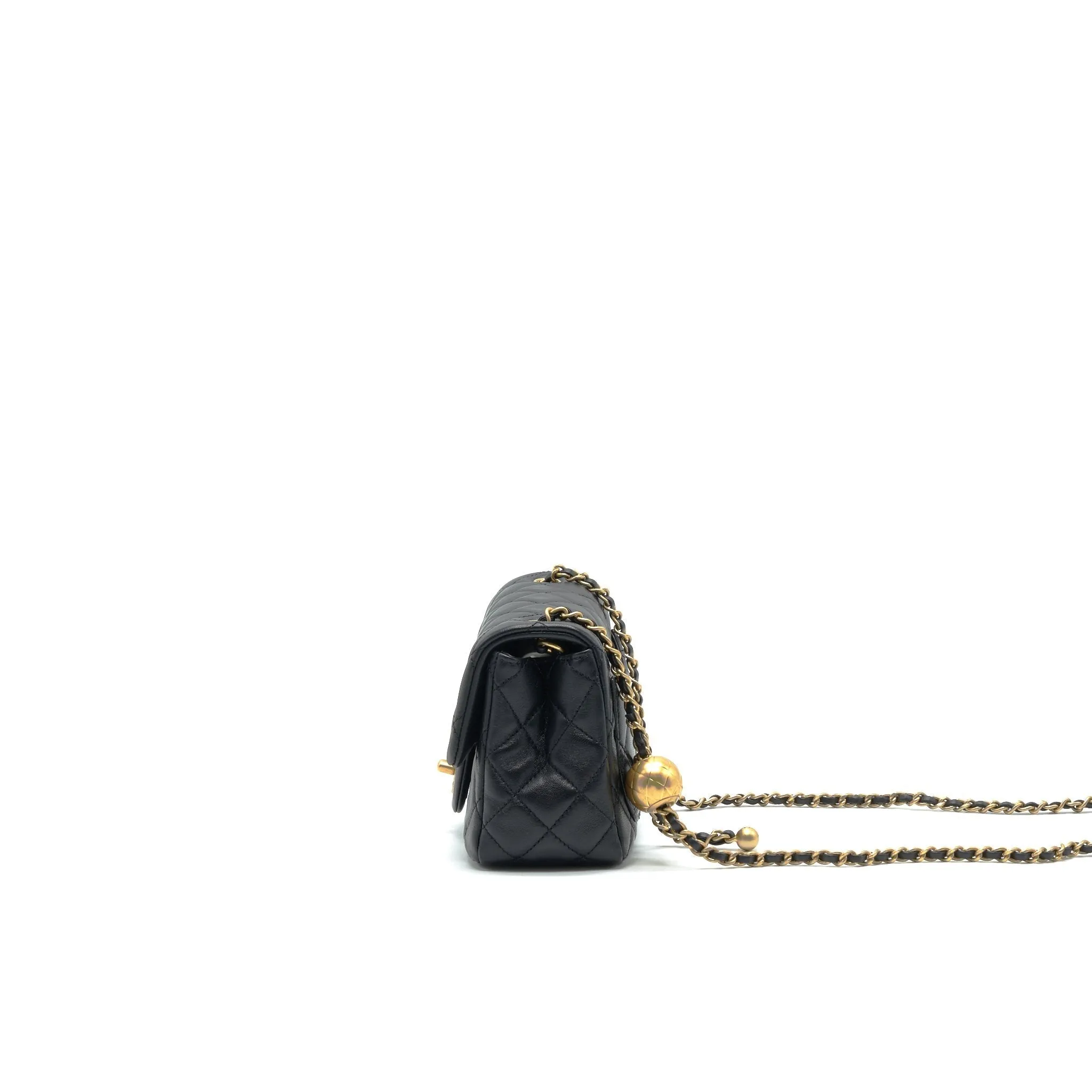 Chanel 21B Pearl Crush Mini Square Flap Bag Black GHW