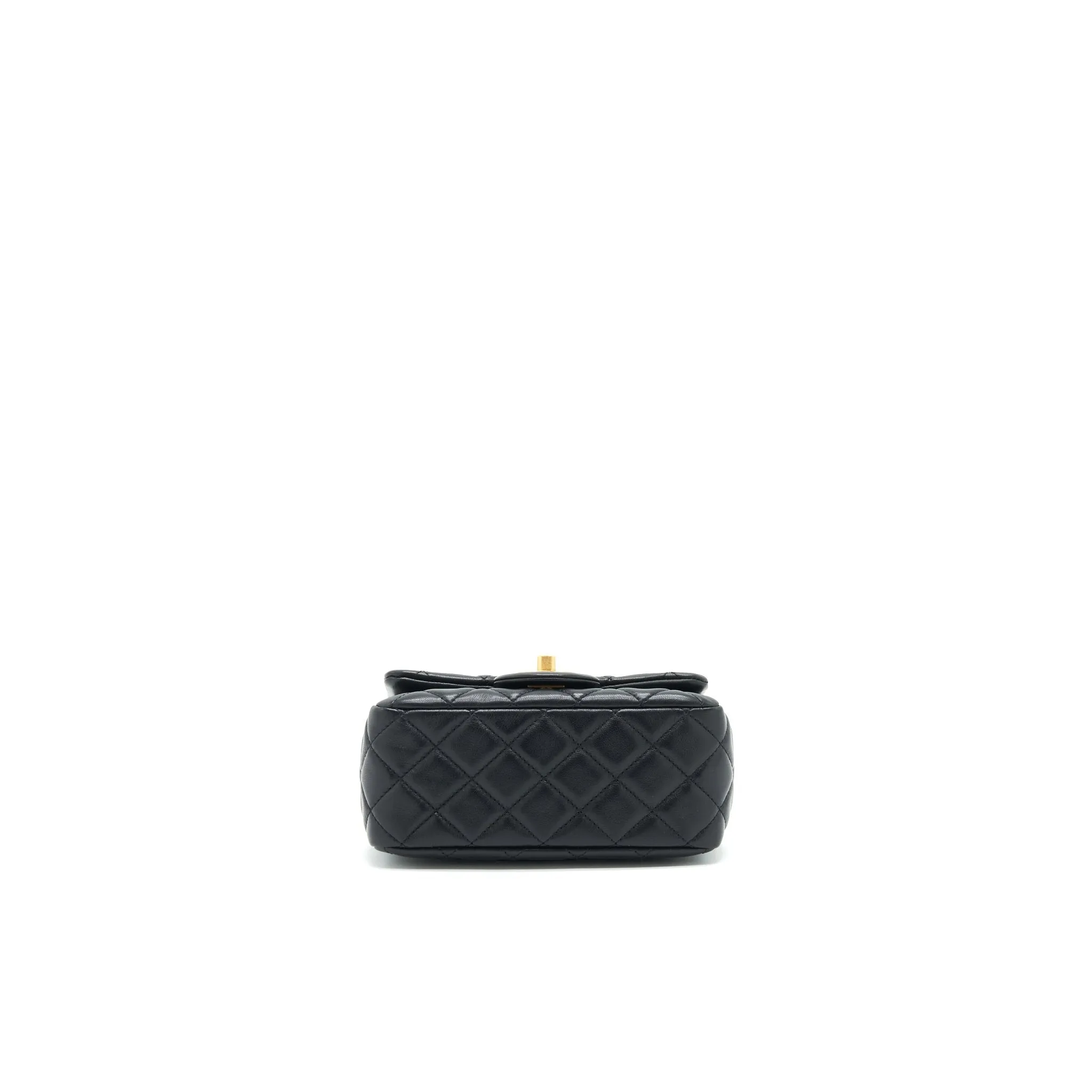 Chanel 21B Pearl Crush Mini Square Flap Bag Black GHW