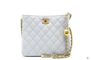 Chanel 23C Pearl Crush Hobo Ice Blue Calfskin Shoulder Bags Gbhw