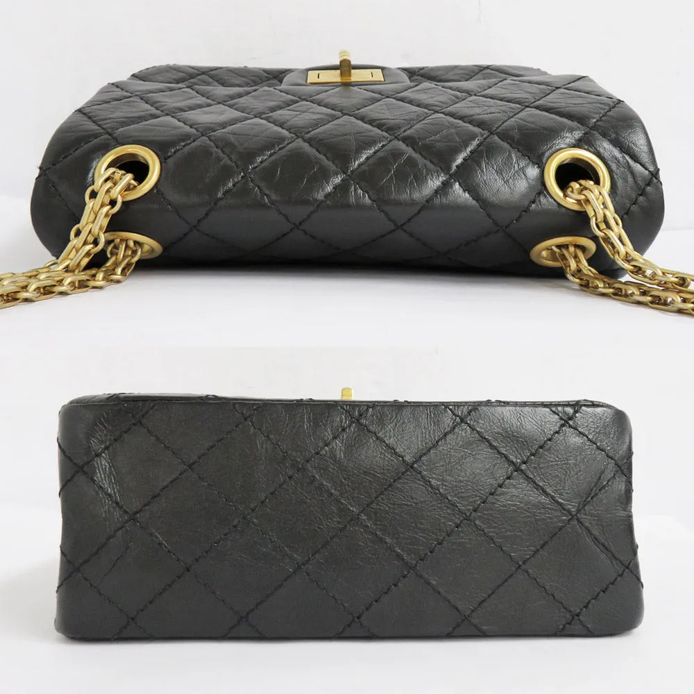 CHANEL 2.55 Flap Bag Chain Sder Bag AS0874 Black G   S Black GD Tools Leather