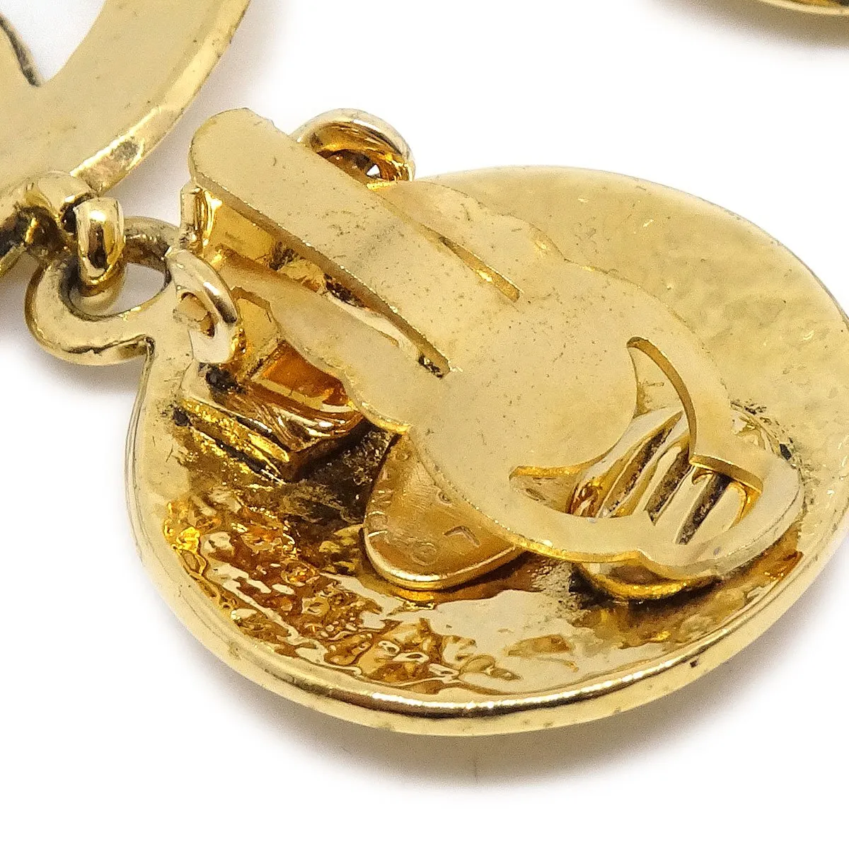 CHANEL 94P Shaking Earrings Clip-On Gold 41236