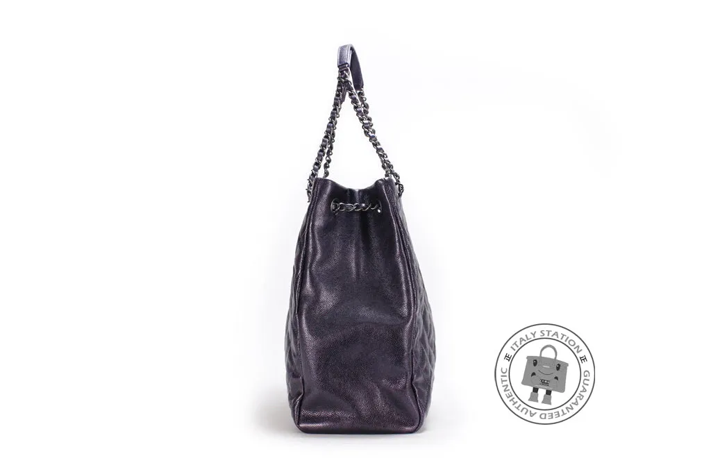 Chanel A67389 CC Shopping Bag IN Iridescent Metallic Purple  Calfskin Shoulder Bags Bkhw