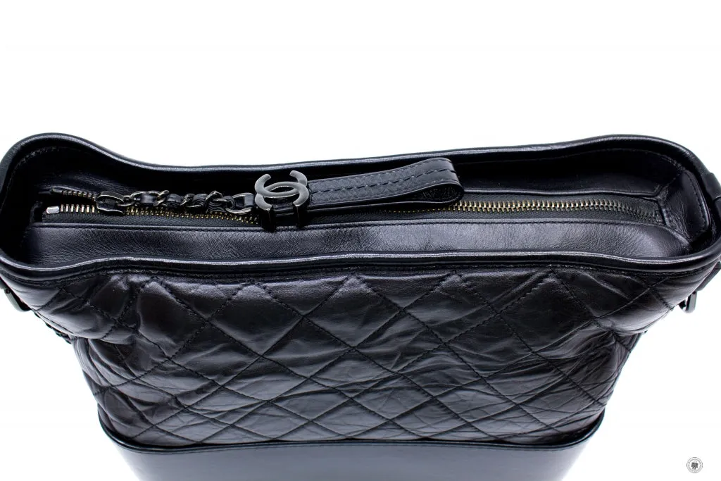 Chanel A93824 B01935 Gabrielle Hobo Medium SO Black  Black / 94305  Lambskin Shoulder Bags Bkhw