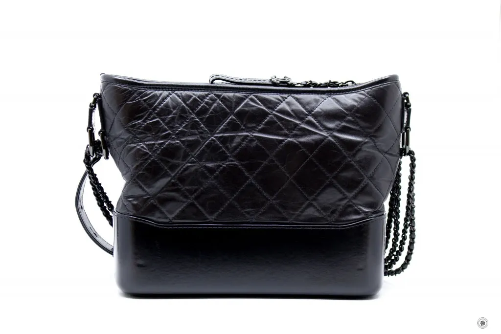 Chanel A93824 B01935 Gabrielle Hobo Medium SO Black  Black / 94305  Lambskin Shoulder Bags Bkhw