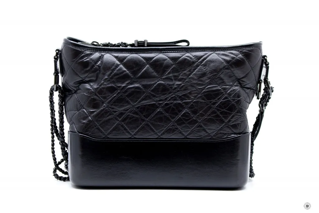 Chanel A93824 B01935 Gabrielle Hobo Medium SO Black  Black / 94305  Lambskin Shoulder Bags Bkhw